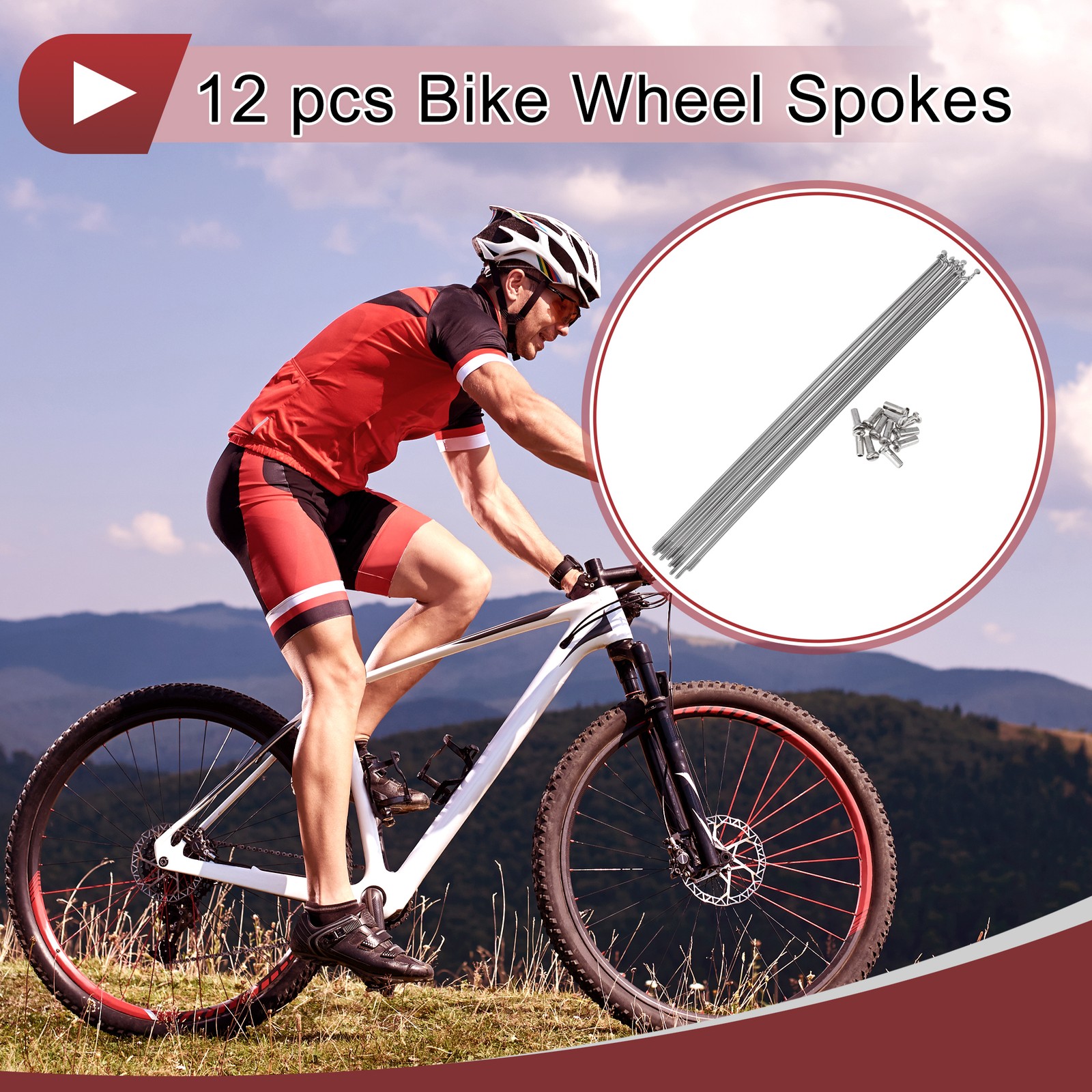 12 Set 14G Bicycle Spokes 257mm Bike Wheel Spokes 304 Stainless Steel