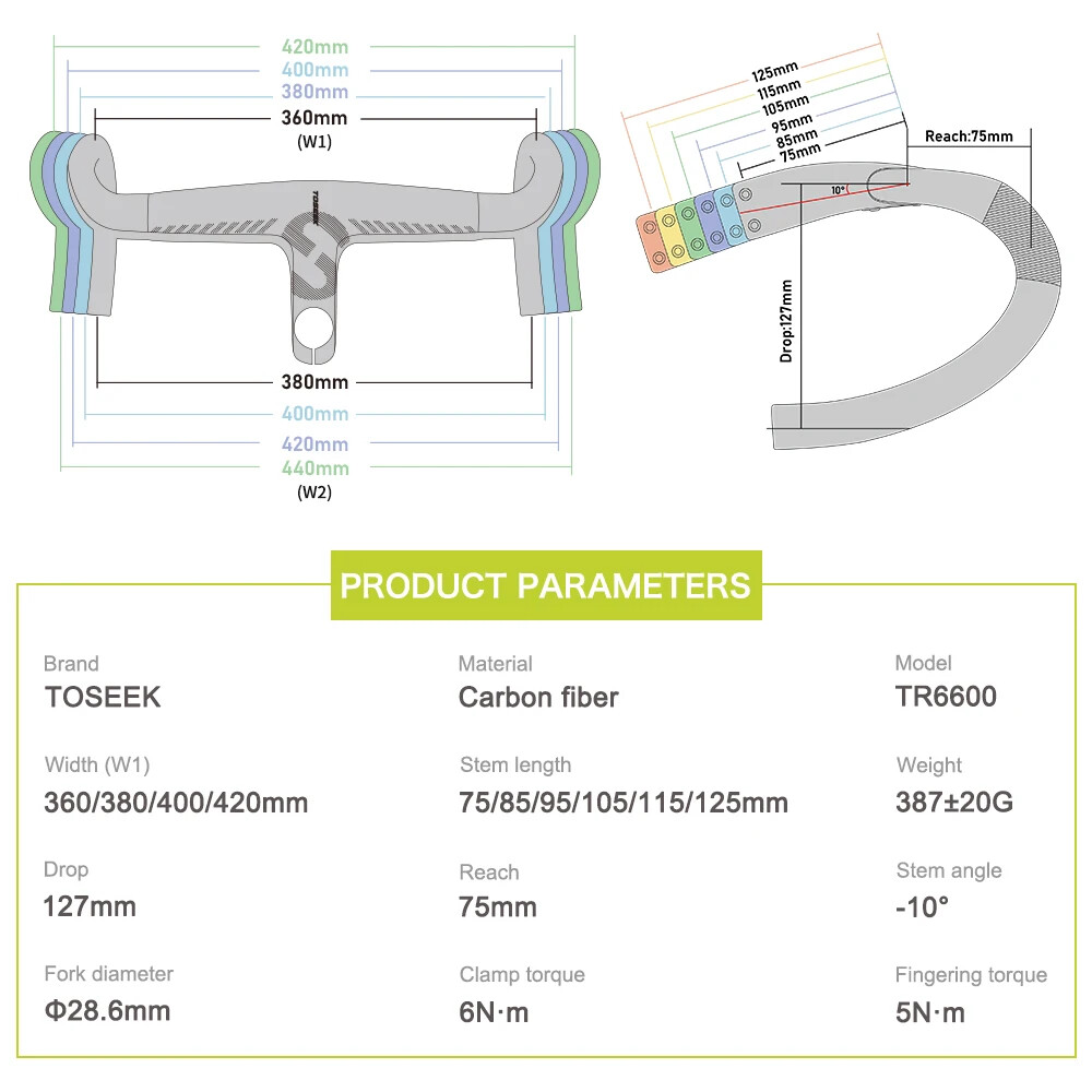 Road Bicycle Carbon Di2 Full Internal Cable Routing 28.6mm Integrated Handlebar