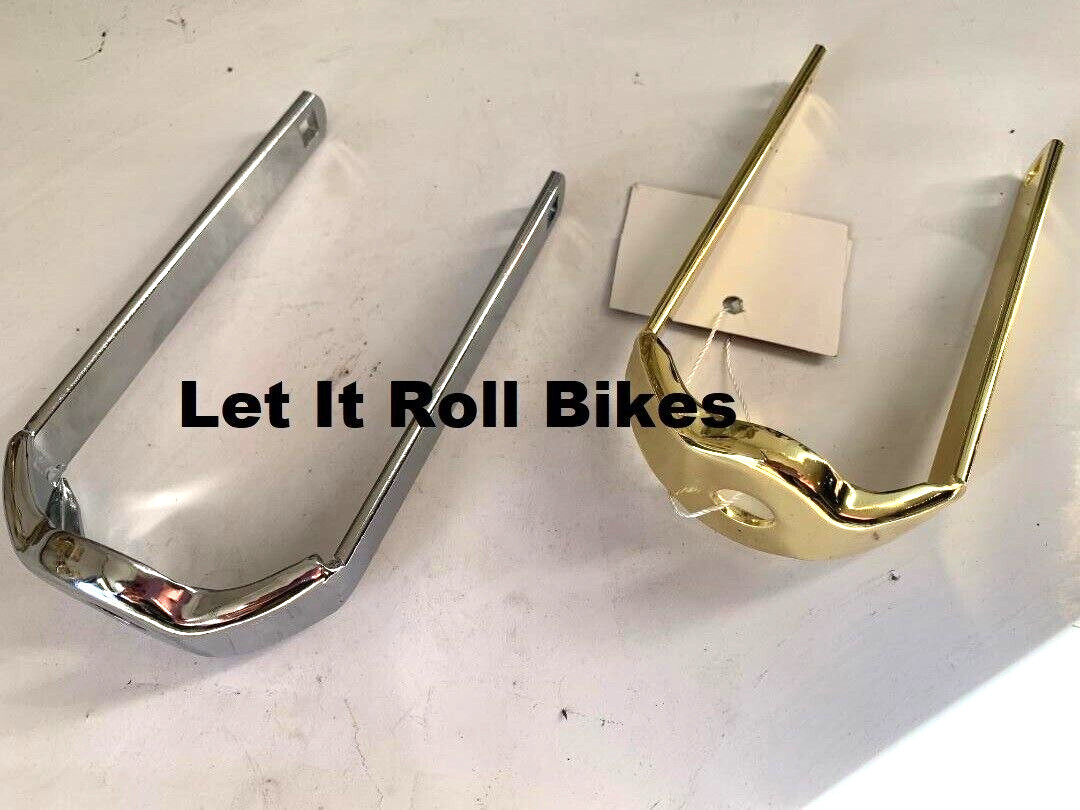 BICYCLE SPRINGER FORK CROWN EXTENDED FLAT chrome or gold LOWRIDER CRUISER BIKES