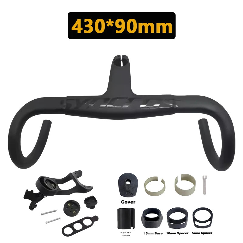 Road Bicycle Carbon Handelbar and Stem 28.6/31.8mm 390-430mm Width Bent Bar