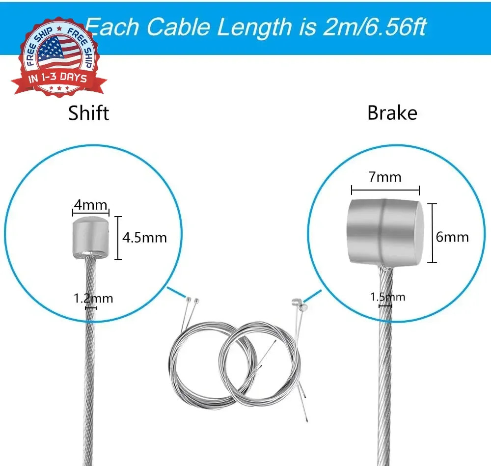 Bike Brake Cable Shifter Cable, Bicycle Gear Cable Wire for Mountain Bike, Bike