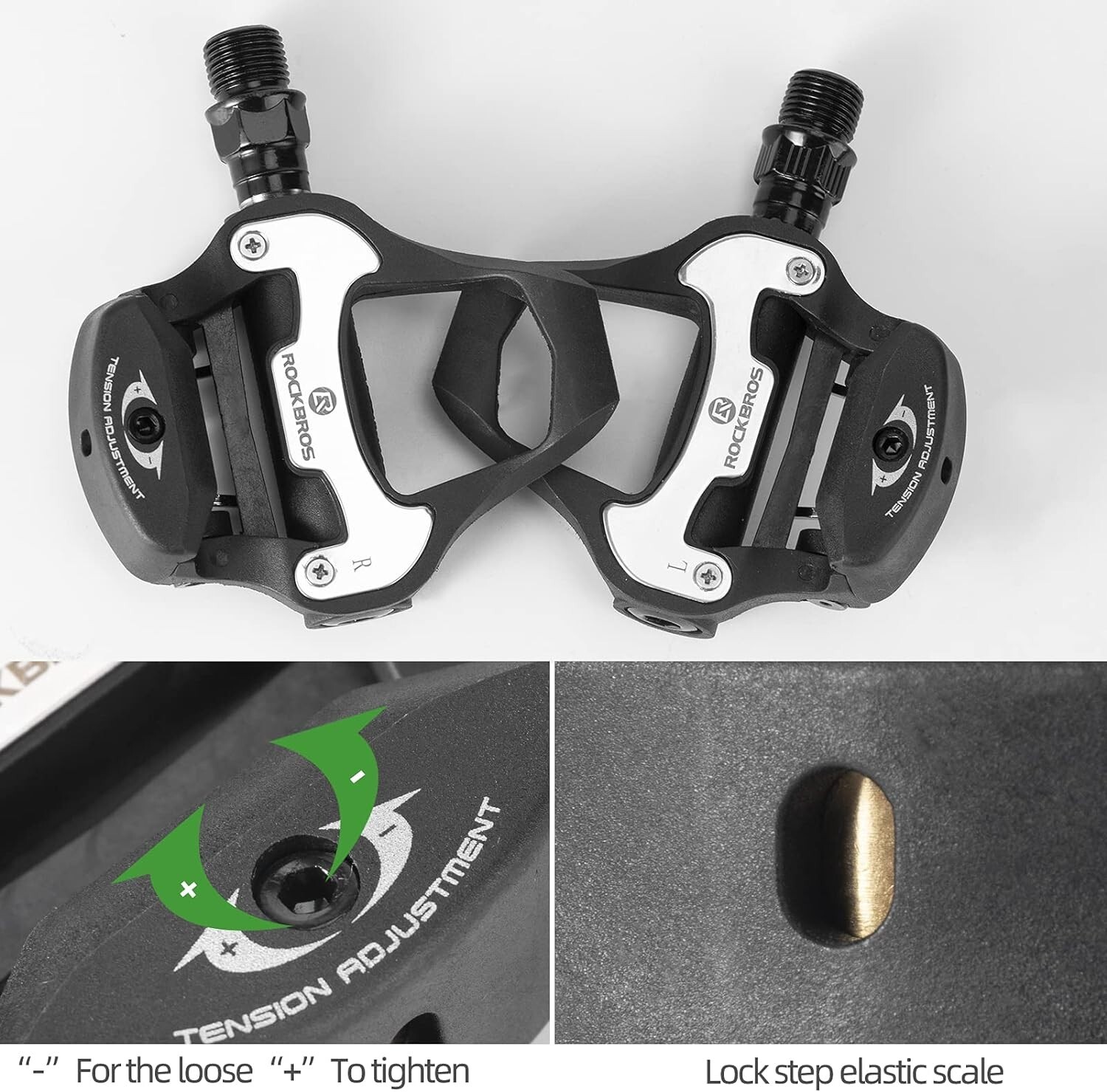 ROCKBROS Road Bike Self-lock Pedals 2pcs/set With SPD-SL/LOOK KEO Cleat 2 Sealed