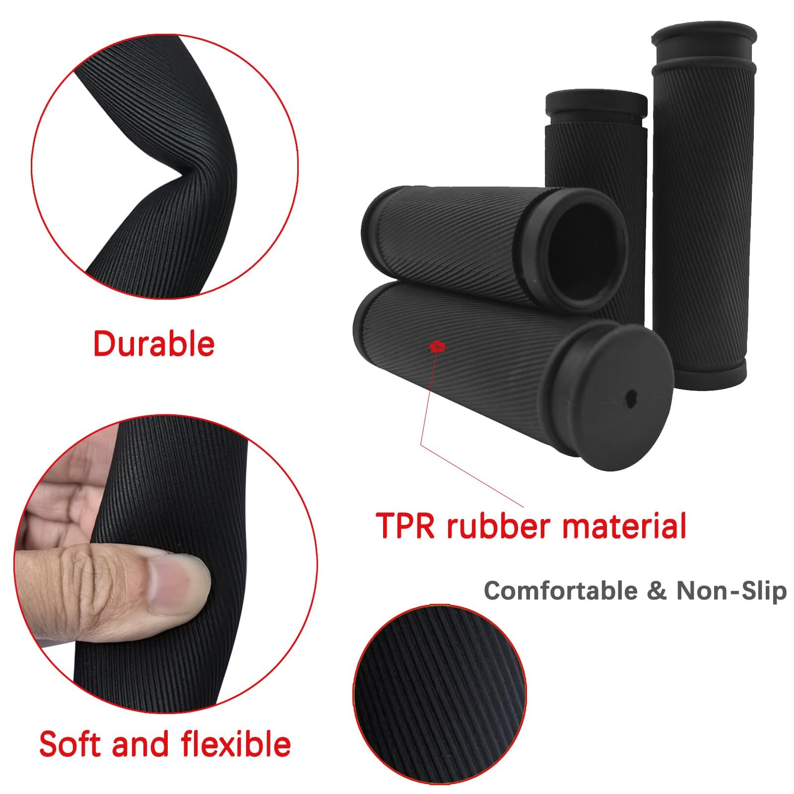 4Pcs Bicycle Handlebar Grips 85mm 105mm TPR Rubber Short Fit Twist Shift