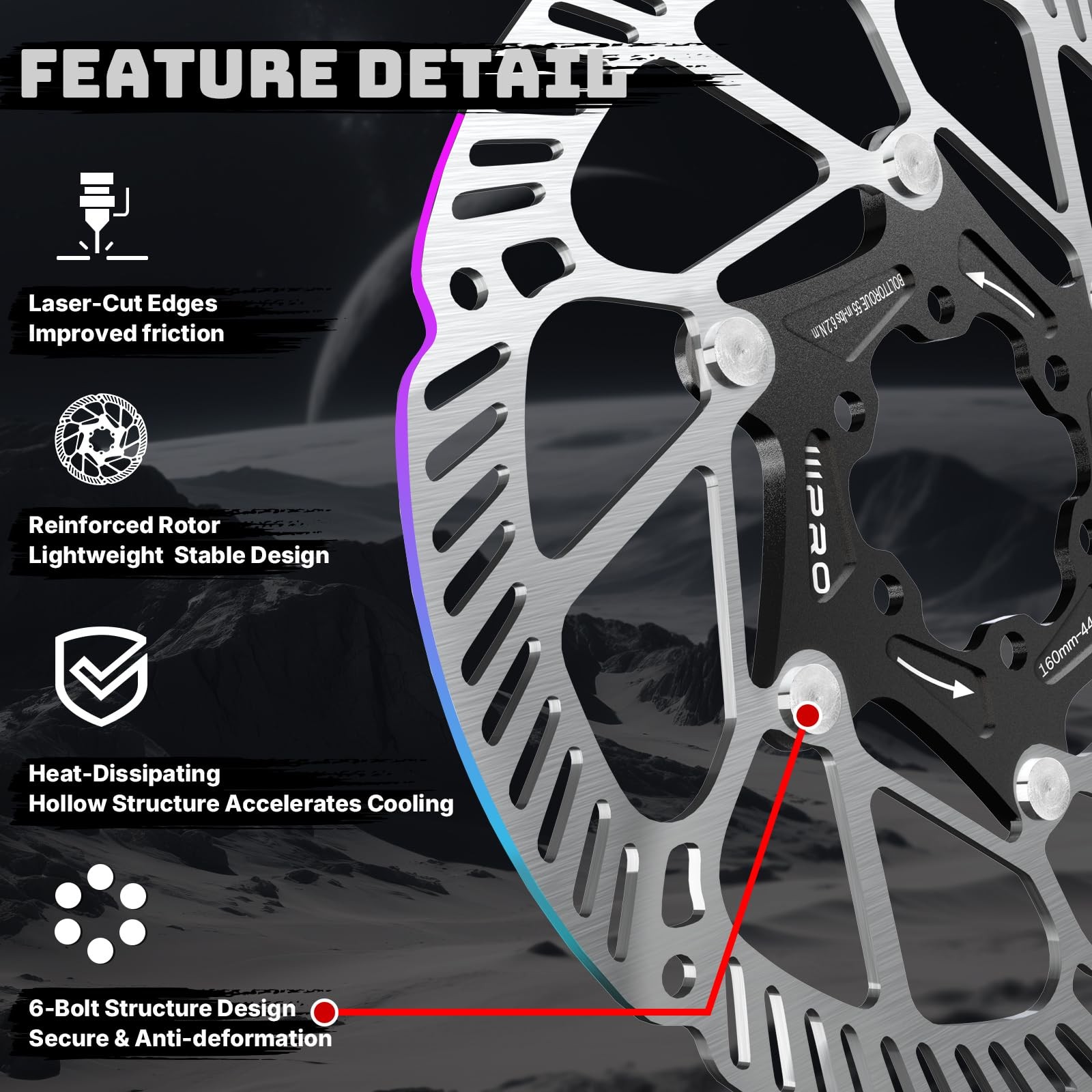 IIIPRO A2 140mm 160mm 180mm 203mm Floating Bike Disc Brake Rotor with 6 Bolts…