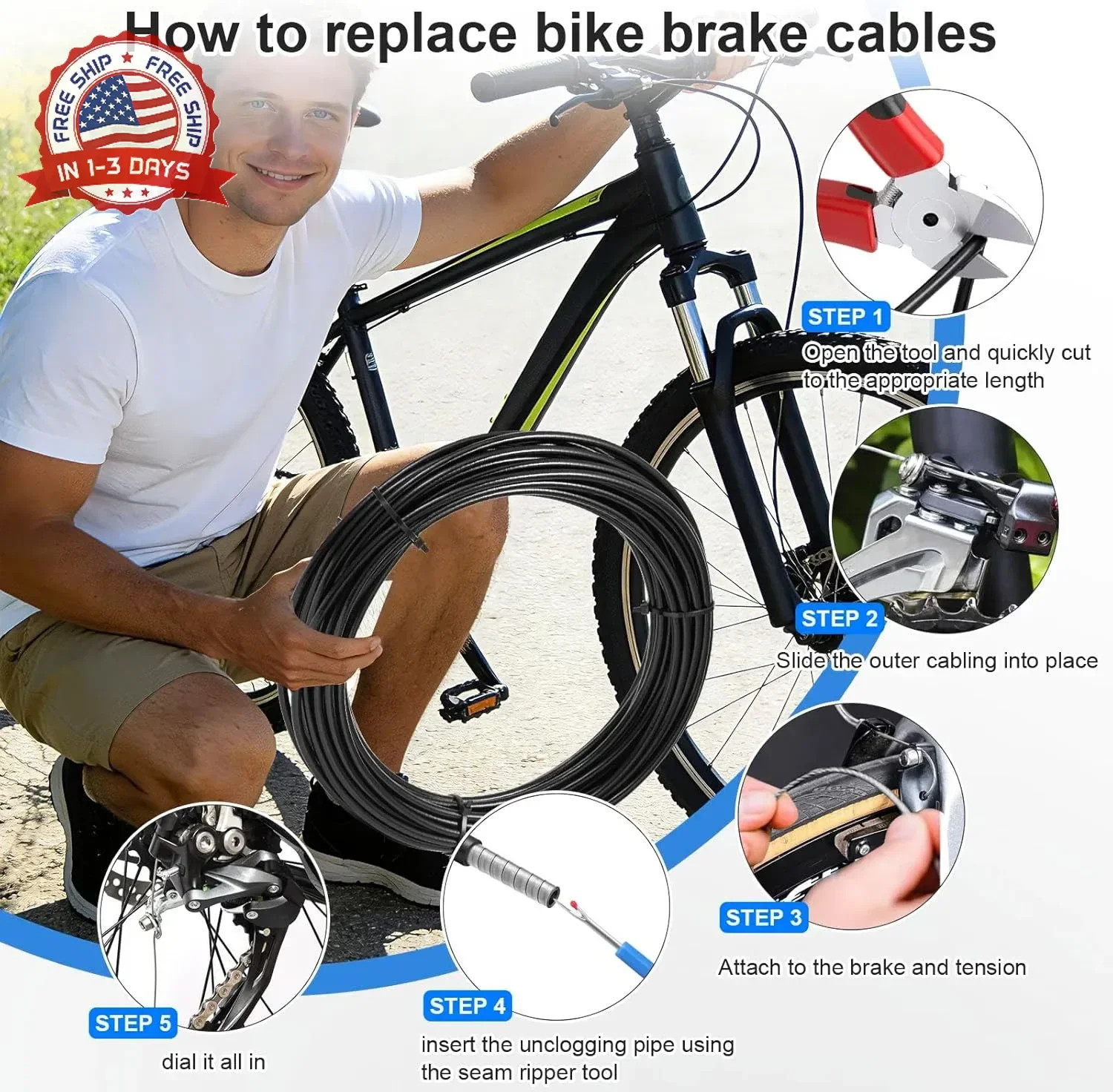 Brake Cable Housing, 5mm x 50ft Bicycle/Bike Lined Brake Cable Housing,Bicycle B