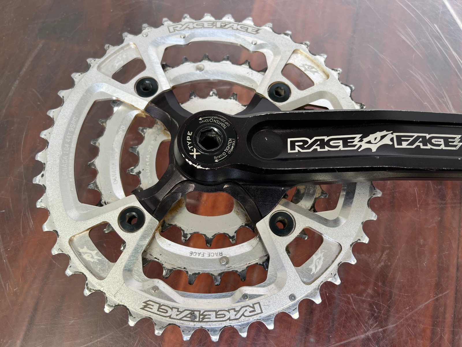 Race Face Deus XC Crankset – Vintage Retro MTB Triple Chainrings w/BB 170mm
