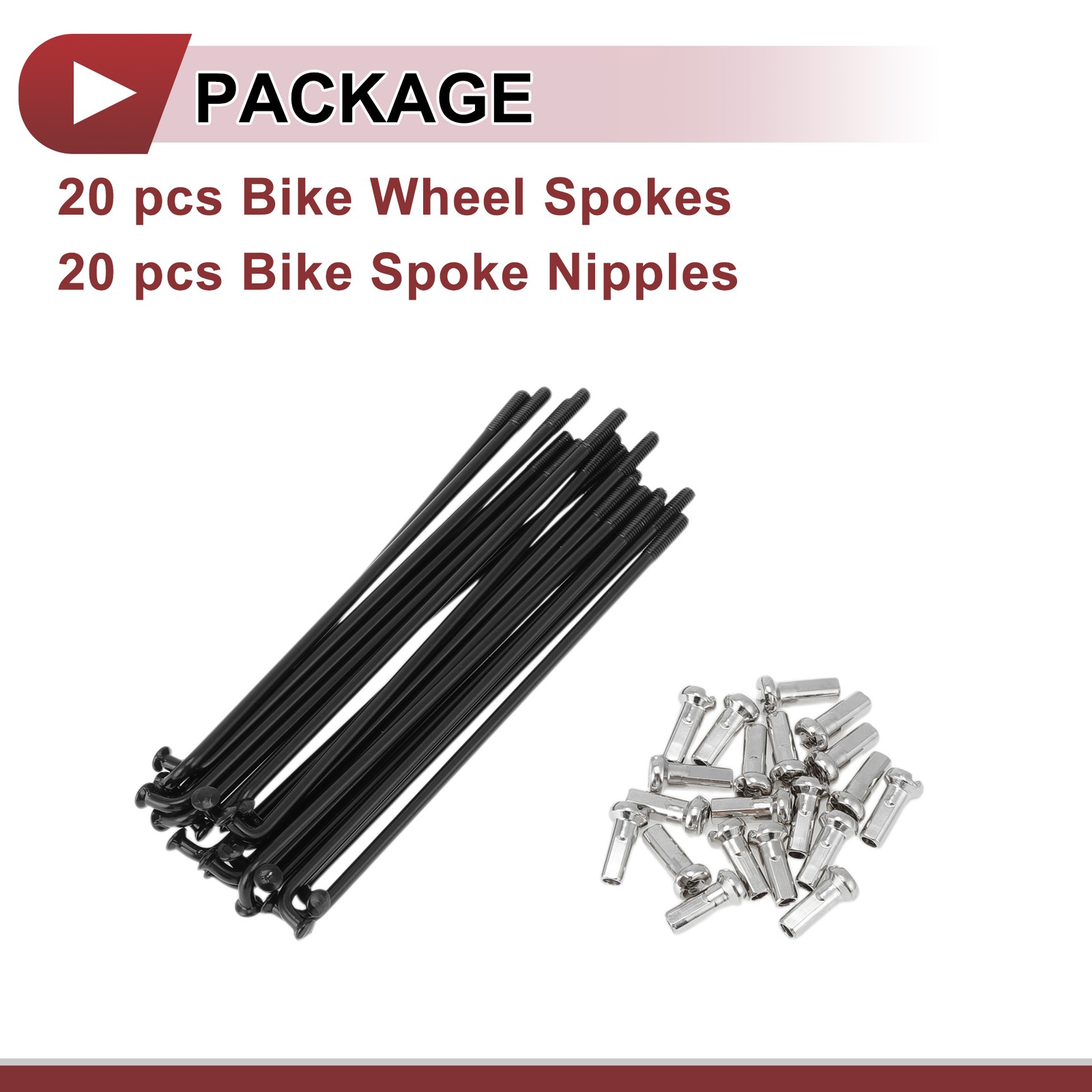 20 sets bike spokes 13G 89mm for bicycle stainless steel 304 black