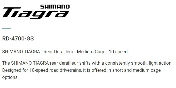 Shimano Tiagra 4700 RD-4700 SS GS 10-speed Rear Derailleur Short Medium Cage