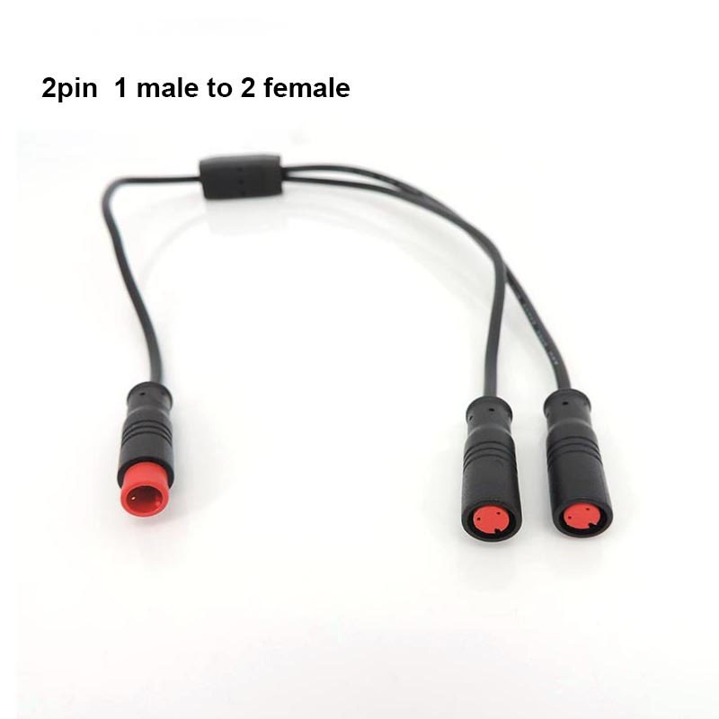Waterproof Y Splitter E-bike m8 2/3/4/5/6 Pin 1 Male to 2 way Female wire cable