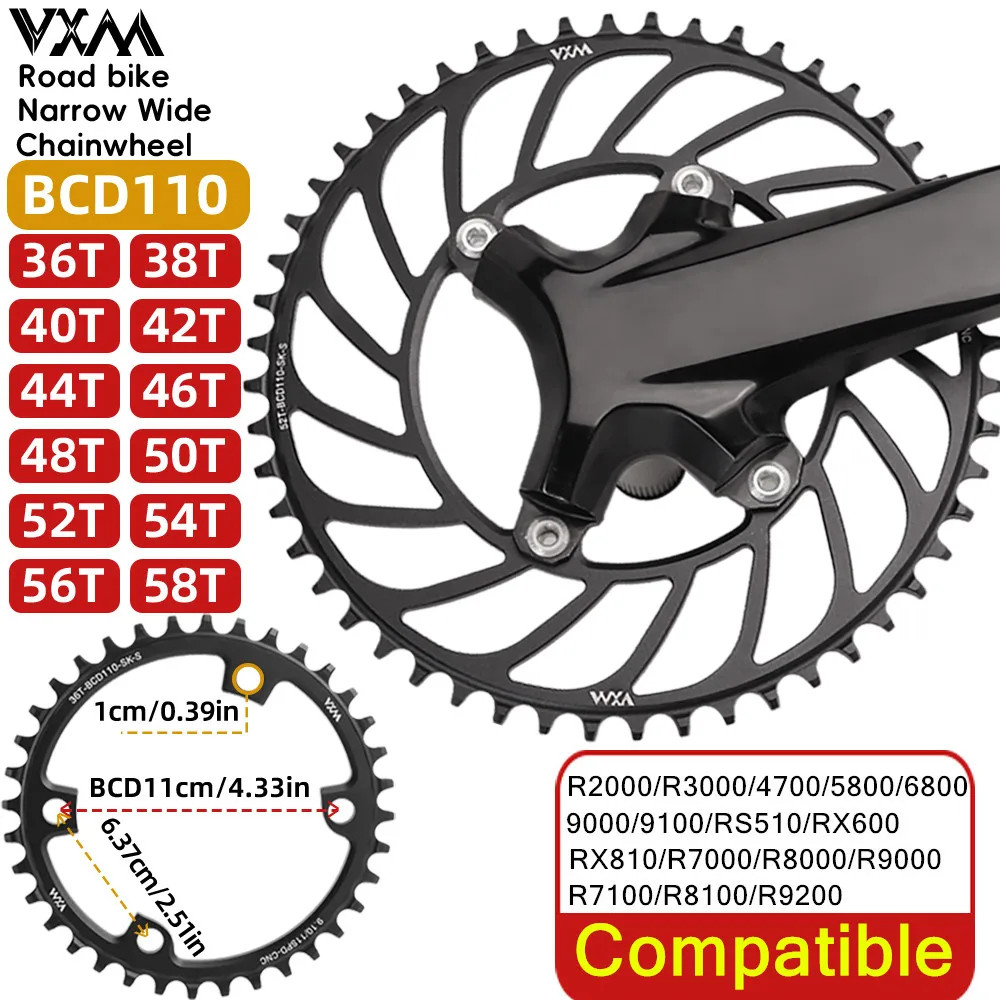 Road Bike 110BCD Crank 4 Claw Chainring Narrow Wide Chainwheel 36-52T for R7000