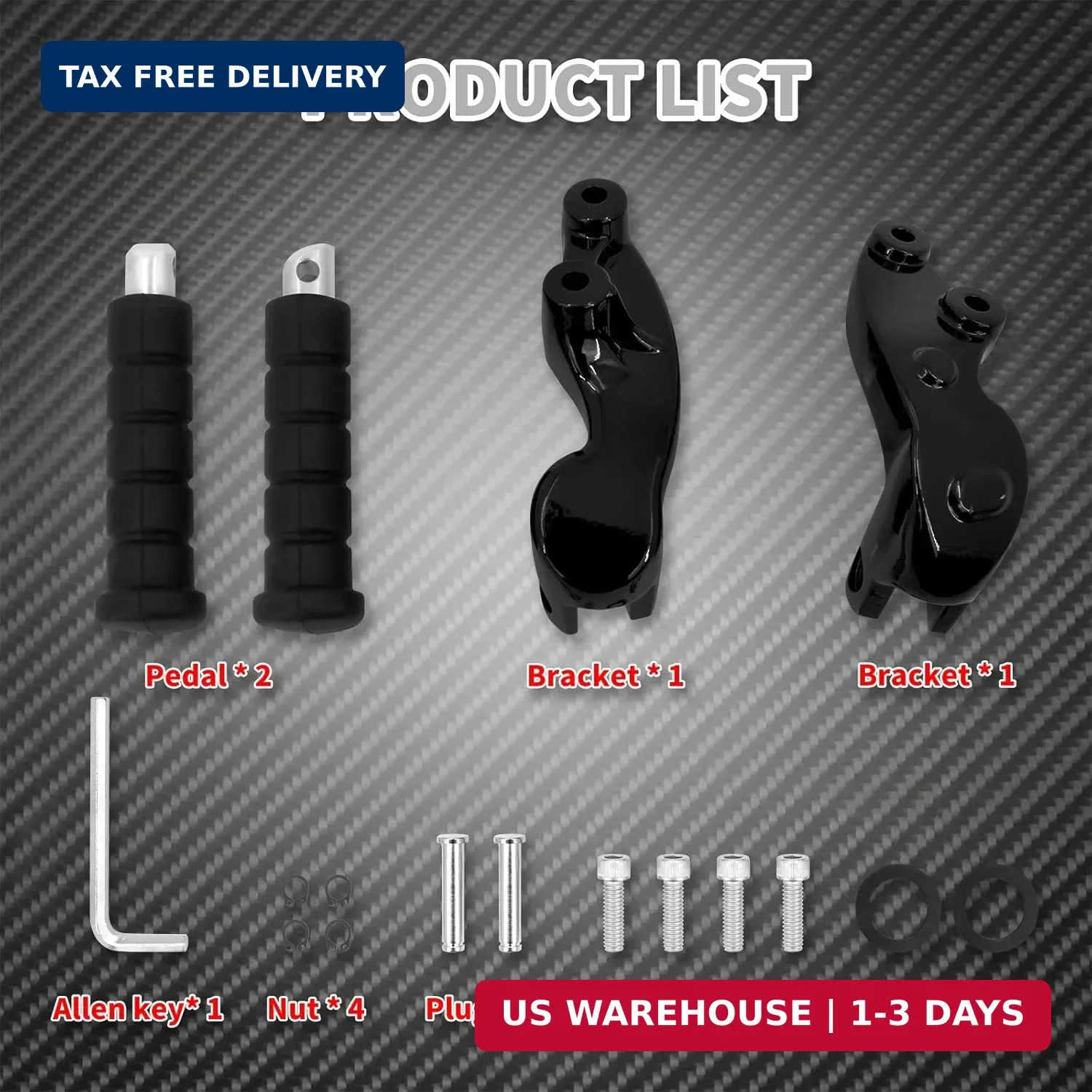Motorcycle Rear Passenger Foot Pegs Footrest Mount Bracket Fit 2018-2025 (Gloss