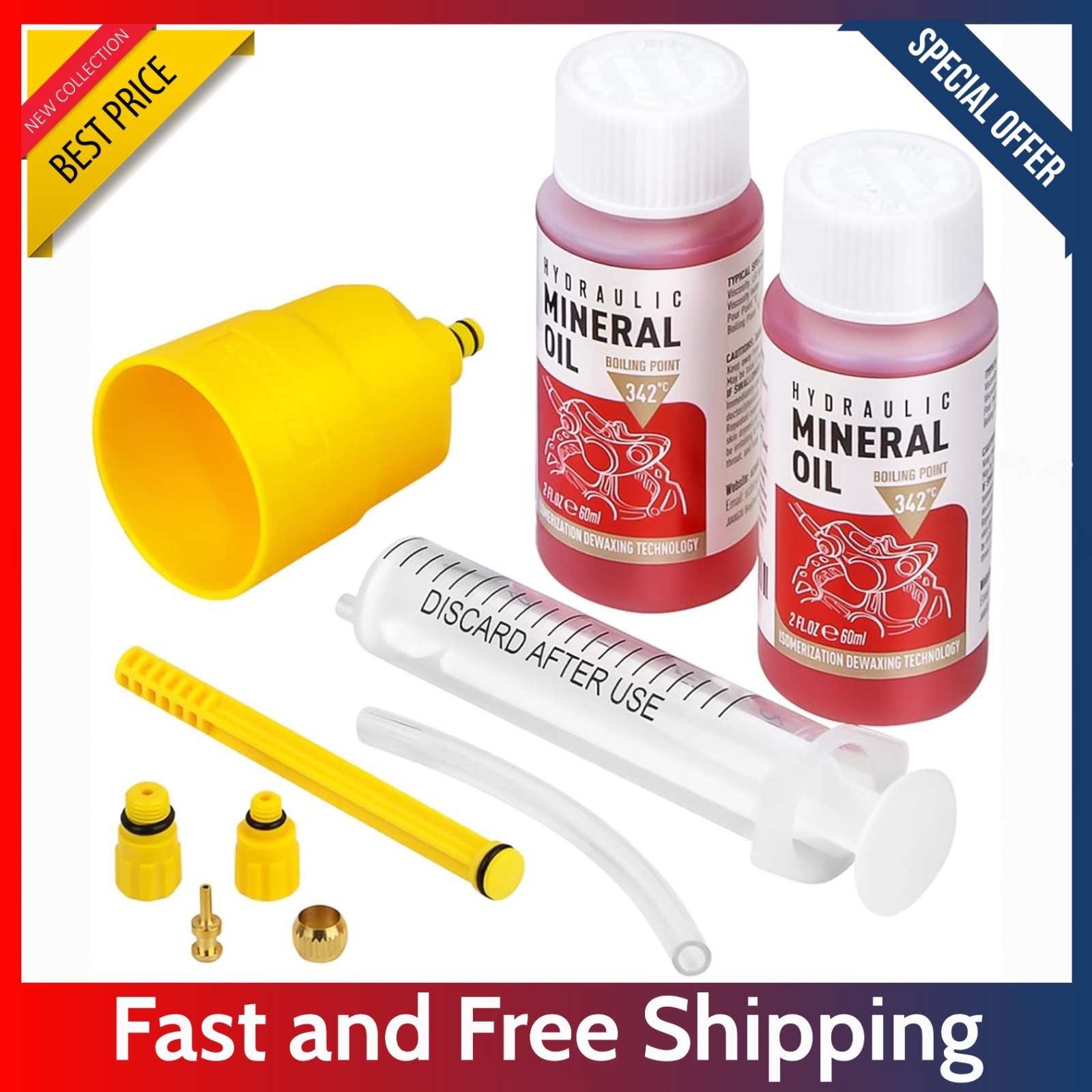 Shimano Brake Bleed Kit – Mineral Oil 120ml + Tools for Hydraulic Brake Service.