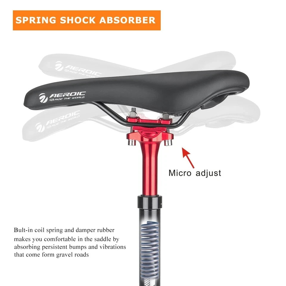 Suspension Seatpost for Bicycles – 27.2/30.9/31.6 X 400mm Shock Absorbing Bike