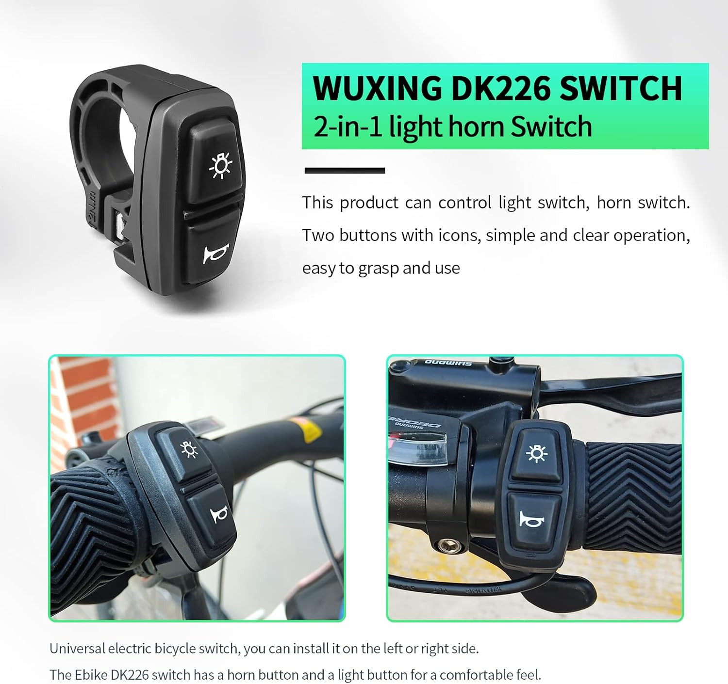 E-Bike Light Switch DK226/DK336 Ebike Lamp and Horn Switch for Electric Bike Sc