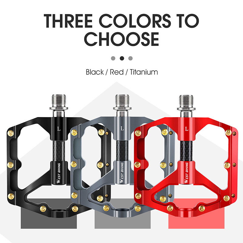 WEST BIKING Aluminum Bicycle Pedals Carbon Fiber Axle 3 Bearing Bike Pedals