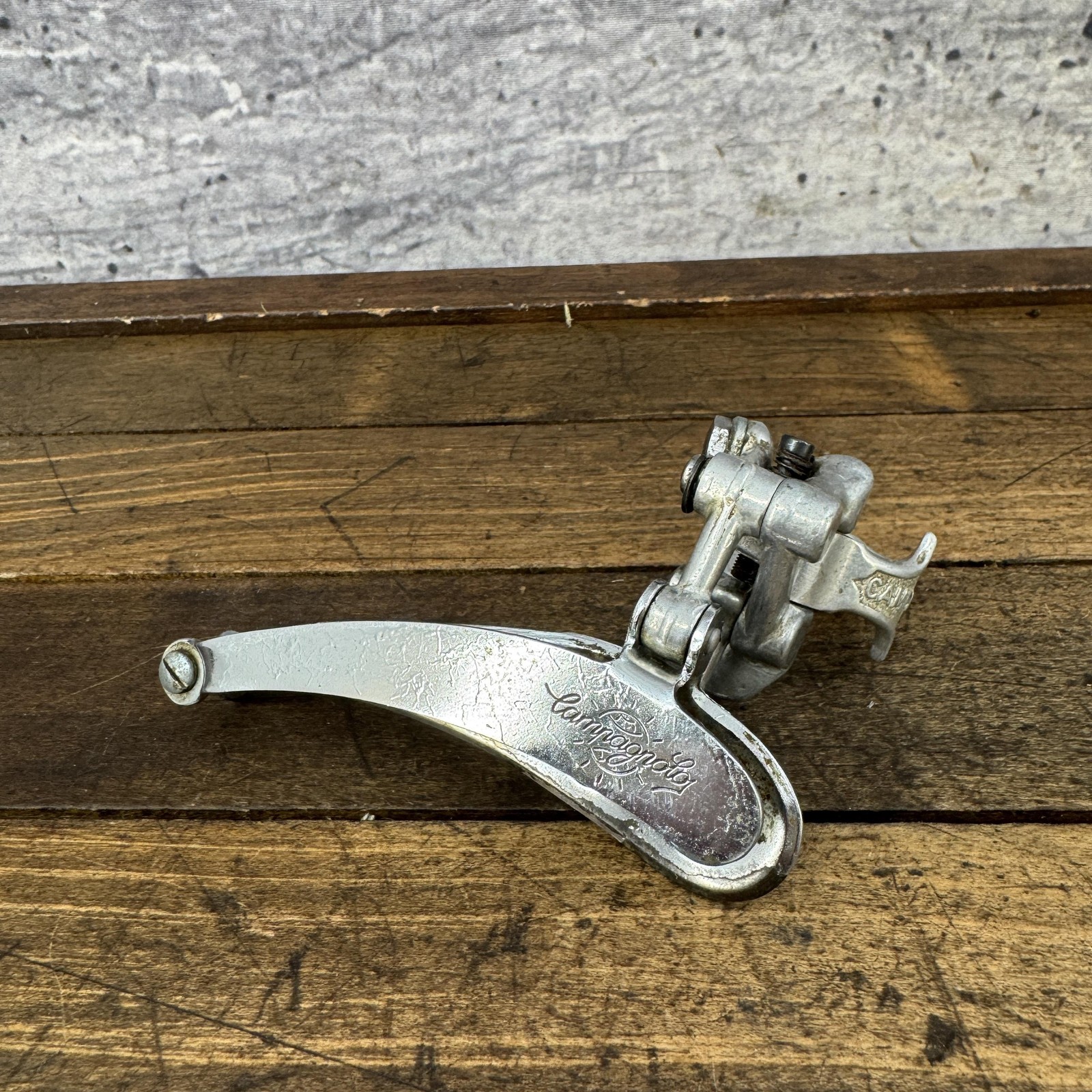 Vintage Campagnolo Front Derailleur 28.6 Clamp Double Bottom Pull Italy Silver