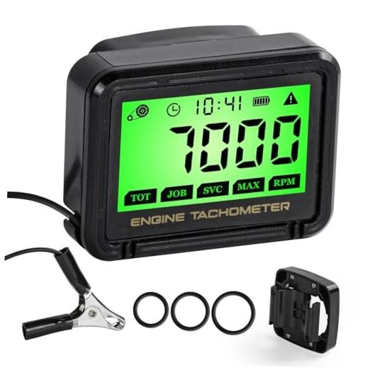 Digital Tachometer, Tach Hour Meter, Small Engine Tachometer with RPM Alarm,