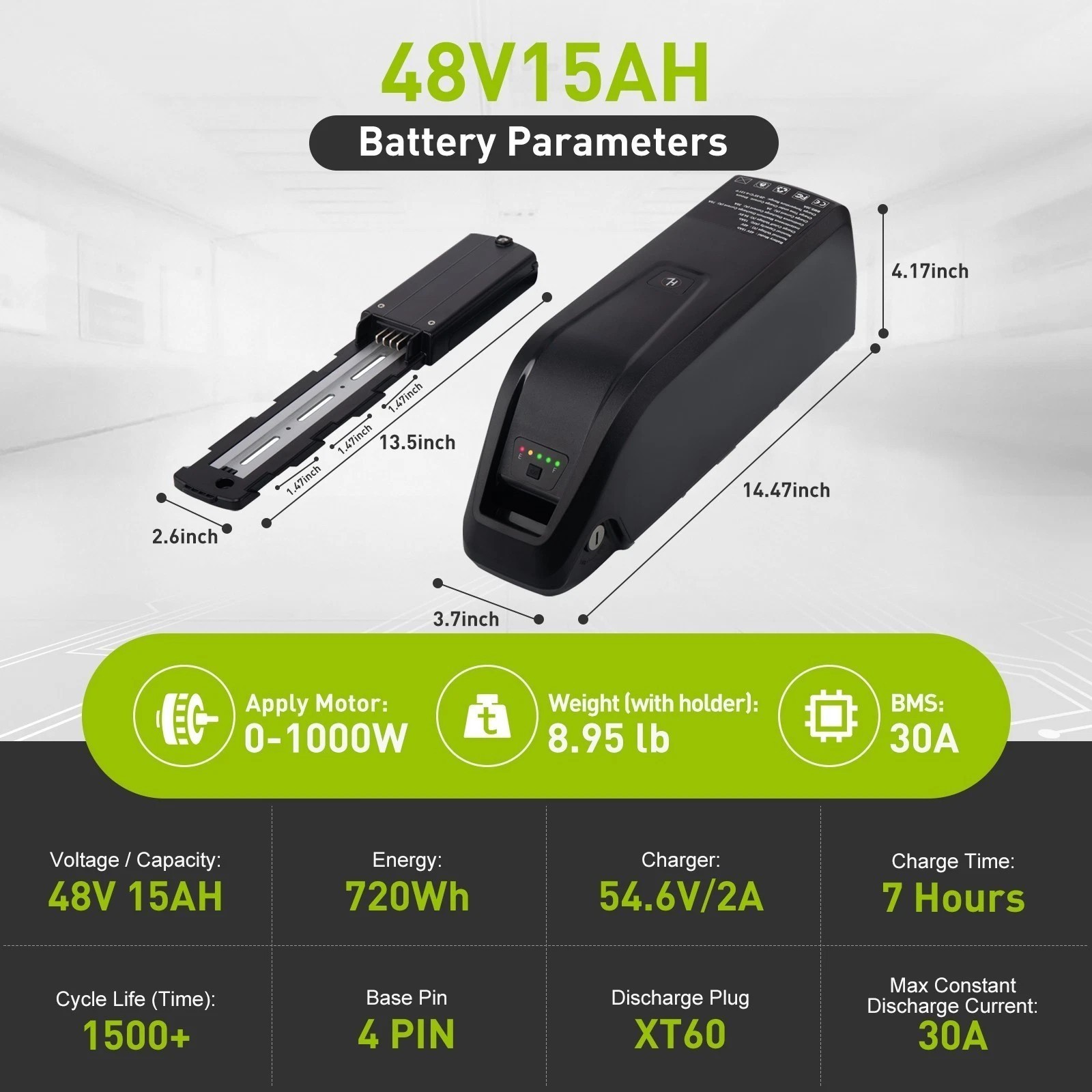 48V 10Ah/15Ah/20Ah electric bicycle lithium battery ebike battery ≤1500W Motors
