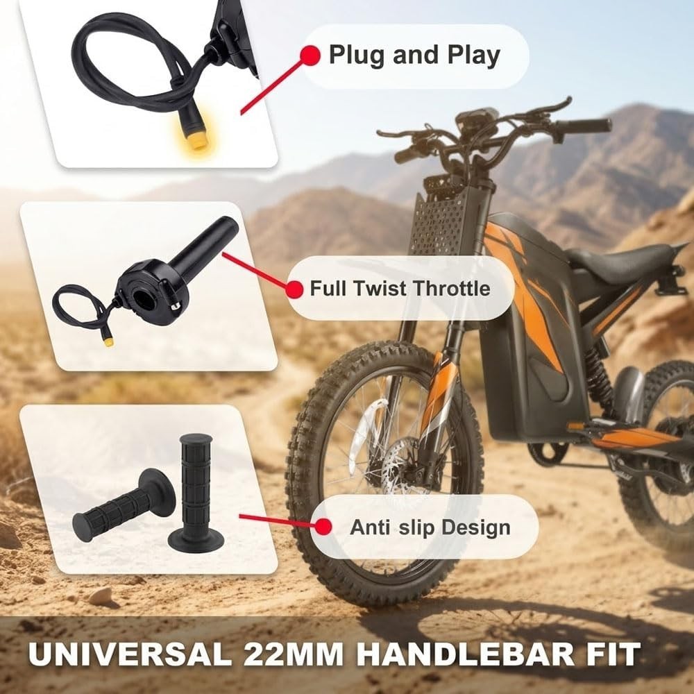 Ebike Full Twist Throttle with Rolling Bearing, Surron Style 3-Pin Waterproof…