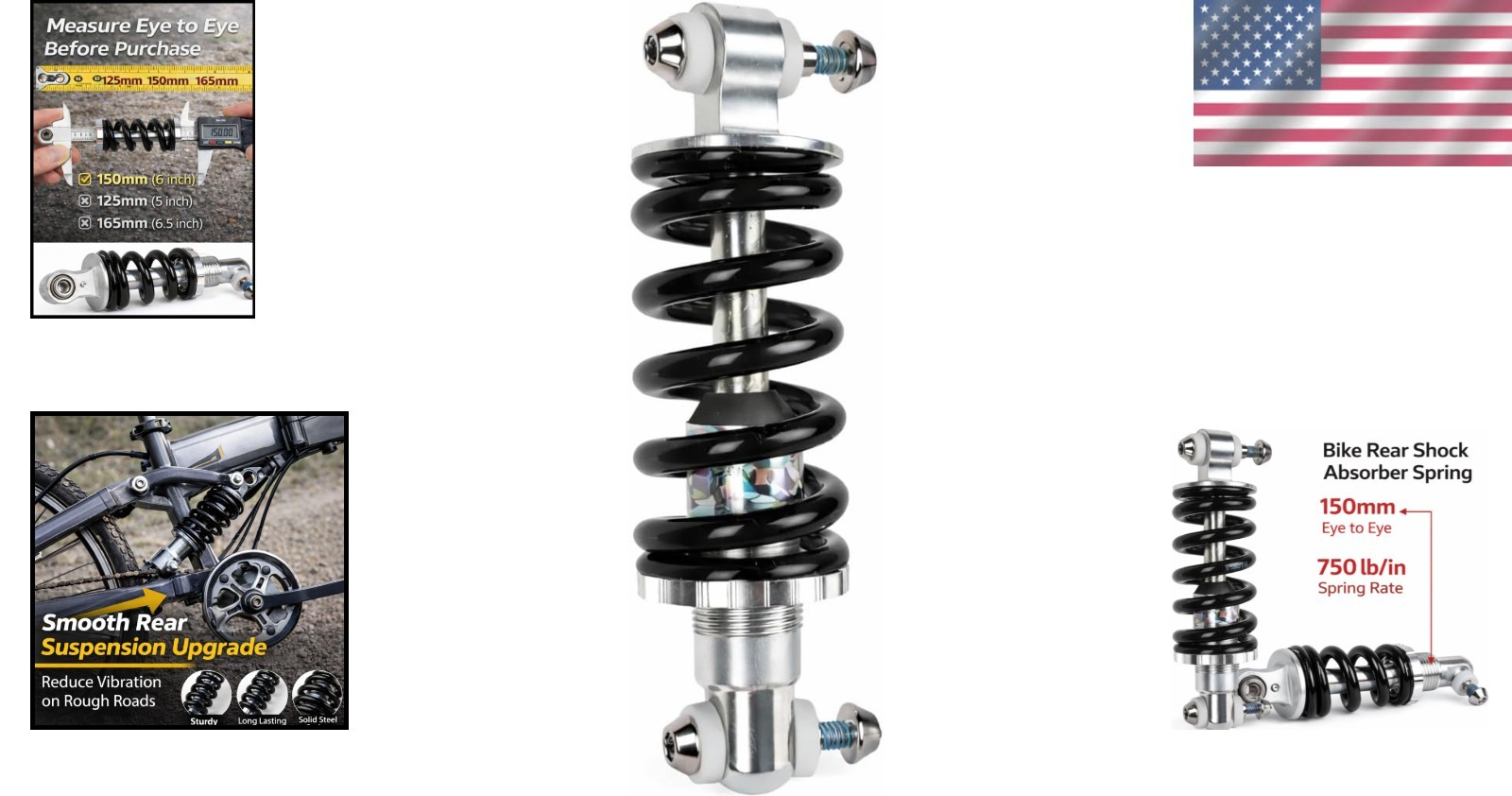 Universal Fit 150mm Rear Shock Absorber for Mountain Bikes – Alloy Steel Design