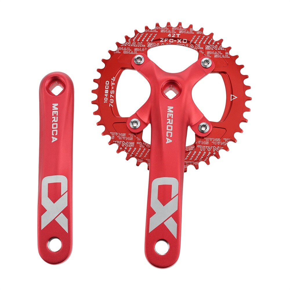 42T MTB Bicycle Crankset Bottom Bracket Aluminum Alloy 104BCD Chainring Red