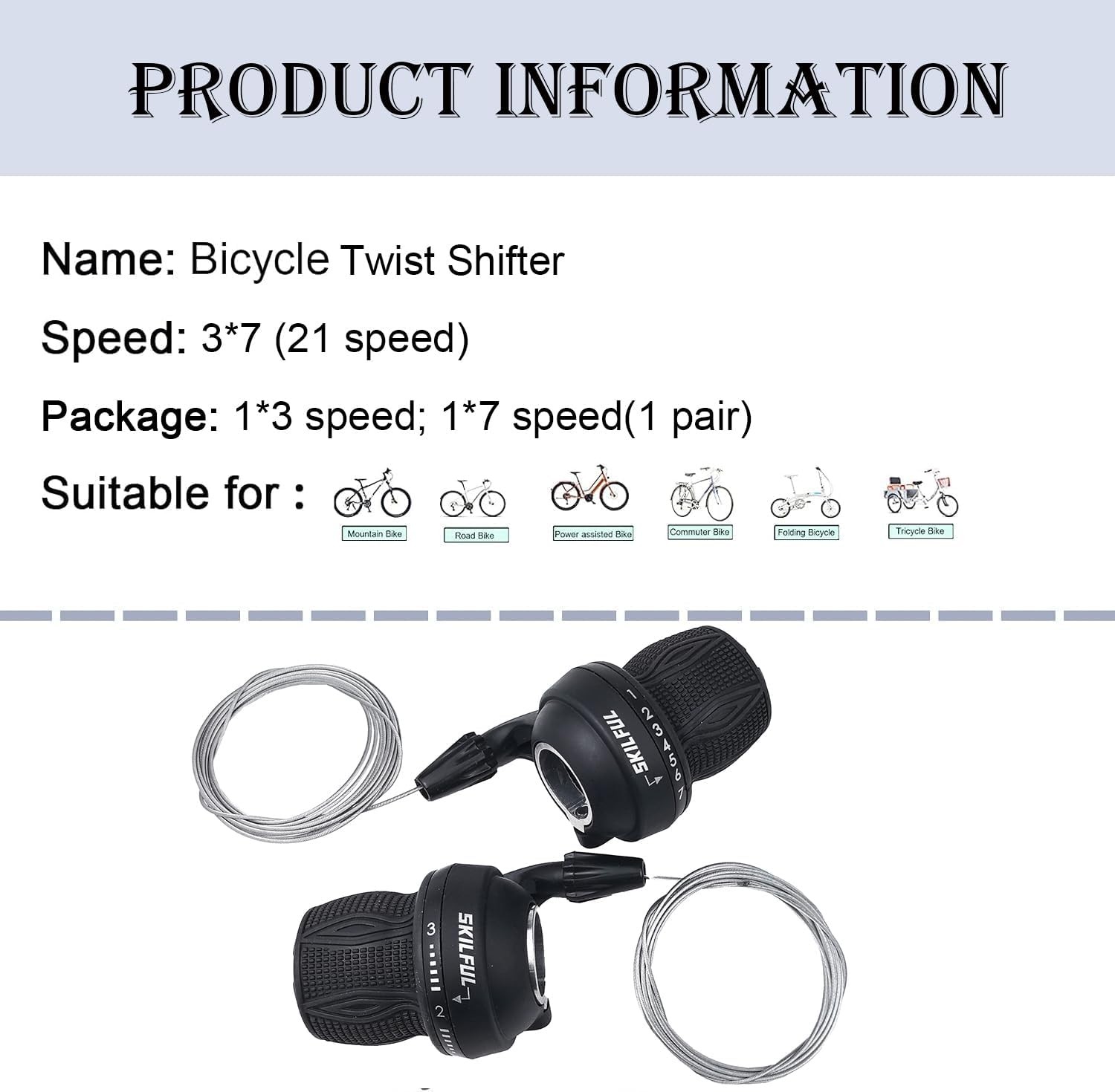 1 Pair Bicycle Twist Grip Gear Shifters 3X7 Speed Revoshift Lever MTB Mountain..