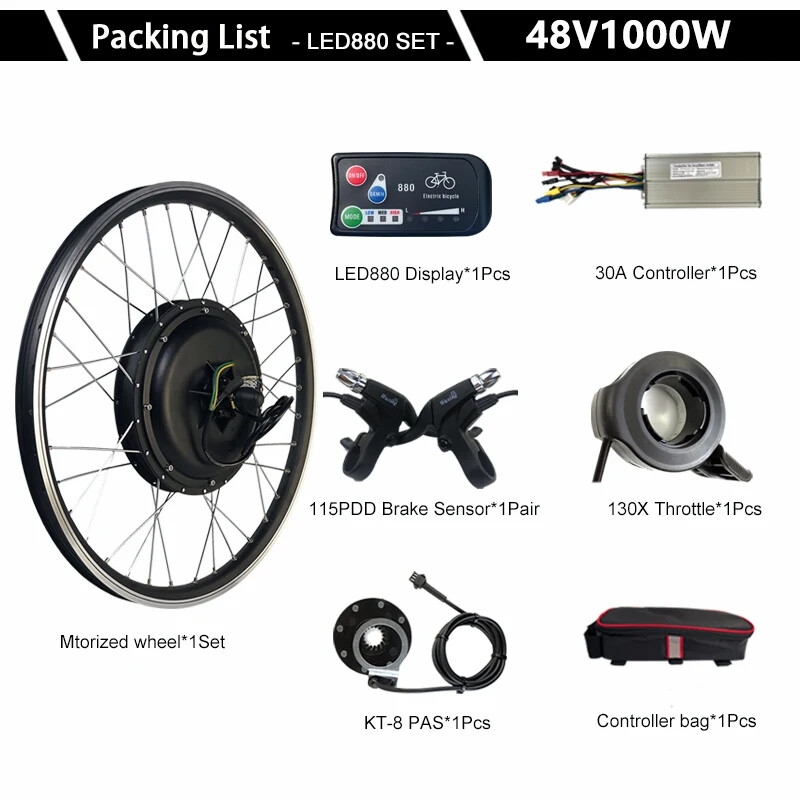 48V 1000W Electric Bicycle 20-29inch 700C Front Rear Hub Motor Wheel Kit