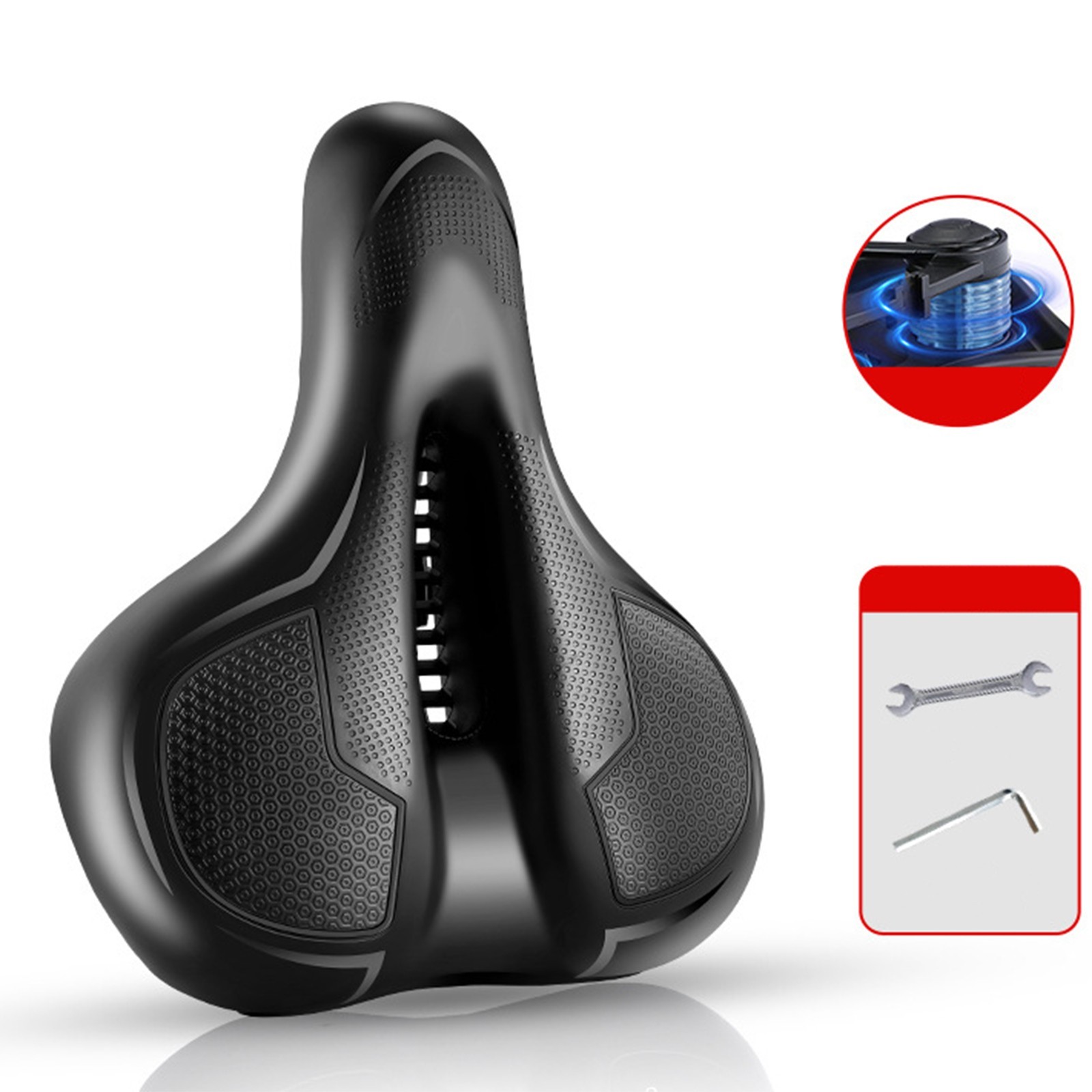 PU Wide Bicycle Seat 26x21x11cm – Ergonomic Curved Design with Air Channel