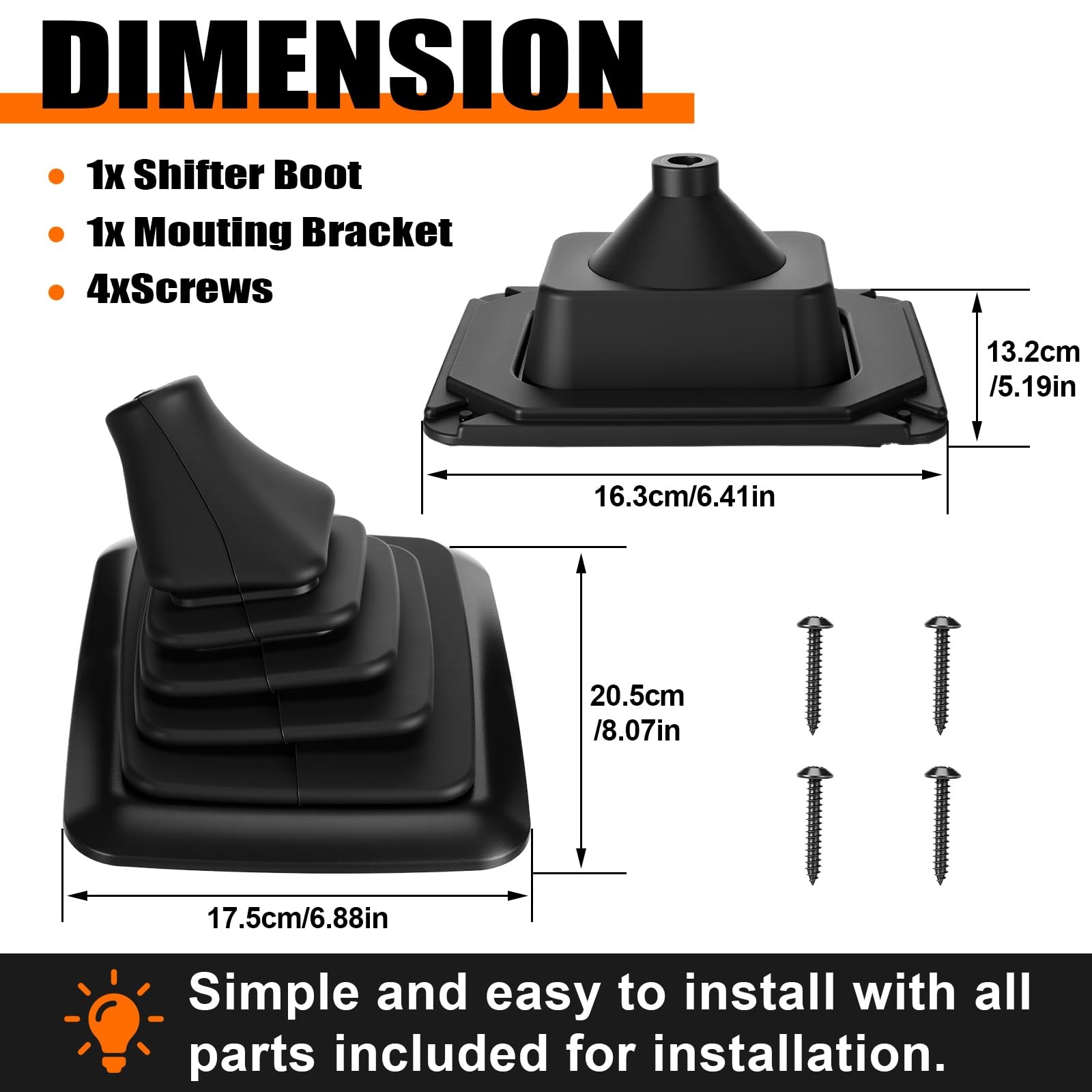 Outus Manual Shifter Rubber Boot Cover Compatible with 1990-1997 F150 Black