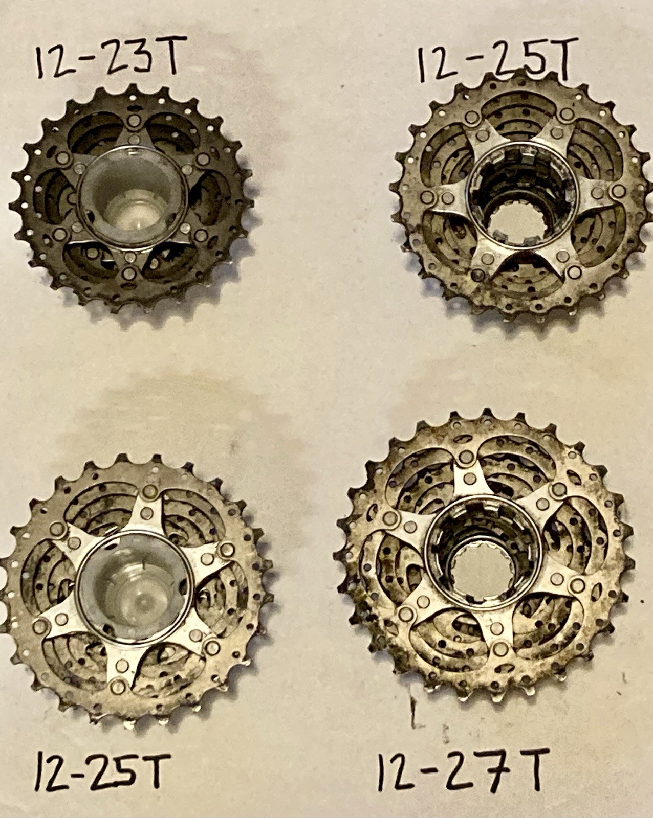 Lot of 4 Shimano 10-Speed Road Cassettes, CS-6600/CS-5700, 12-23, 12-25 & 12-27!