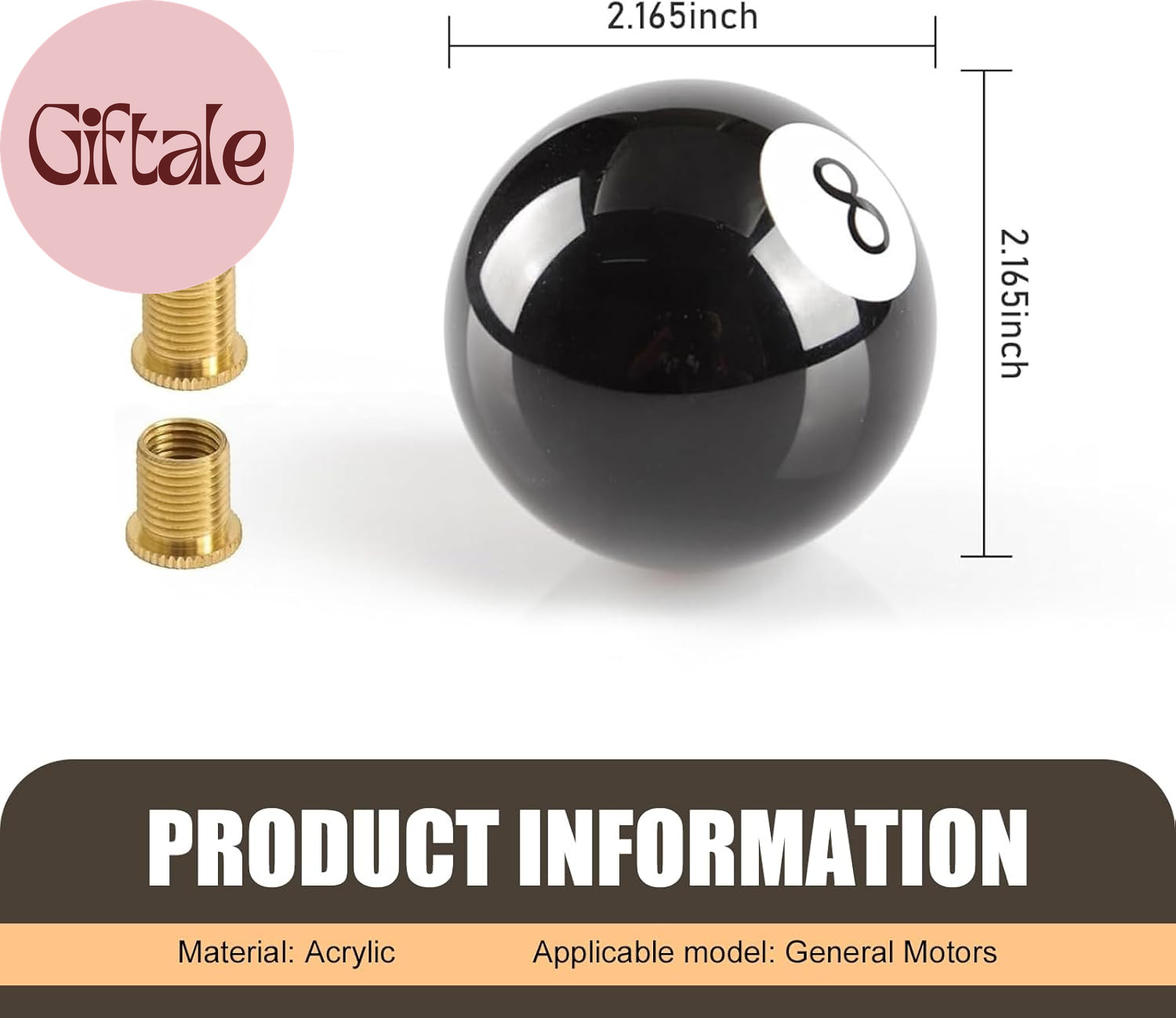Shift Knob Manual Gear, 8 Ball Billiard round Smooth and Easy to Grip Shift Knob