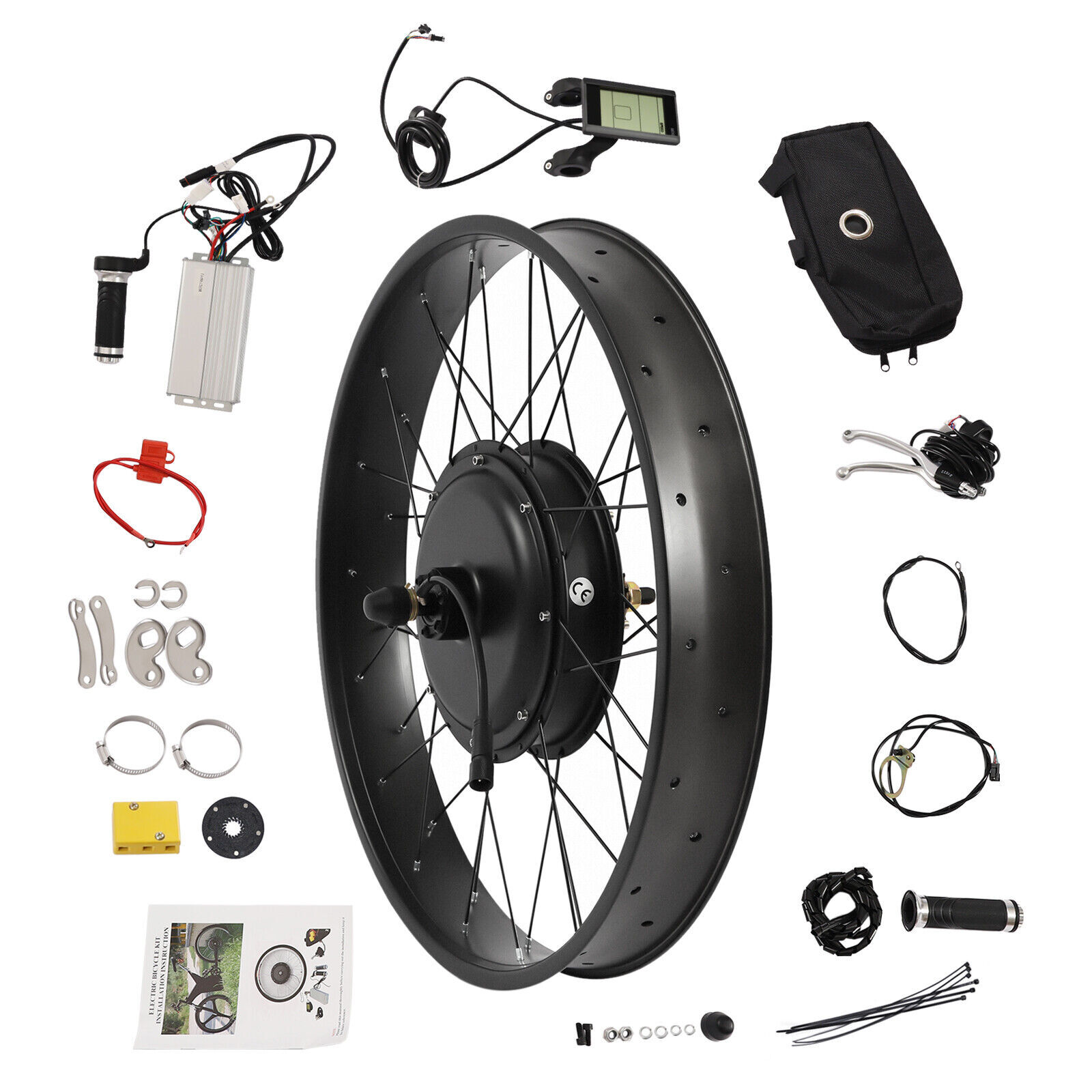 Fat Tire Electric Bicycle Motor 26″ 1200W E-Bike Rear Wheel LCD Conversion Kit
