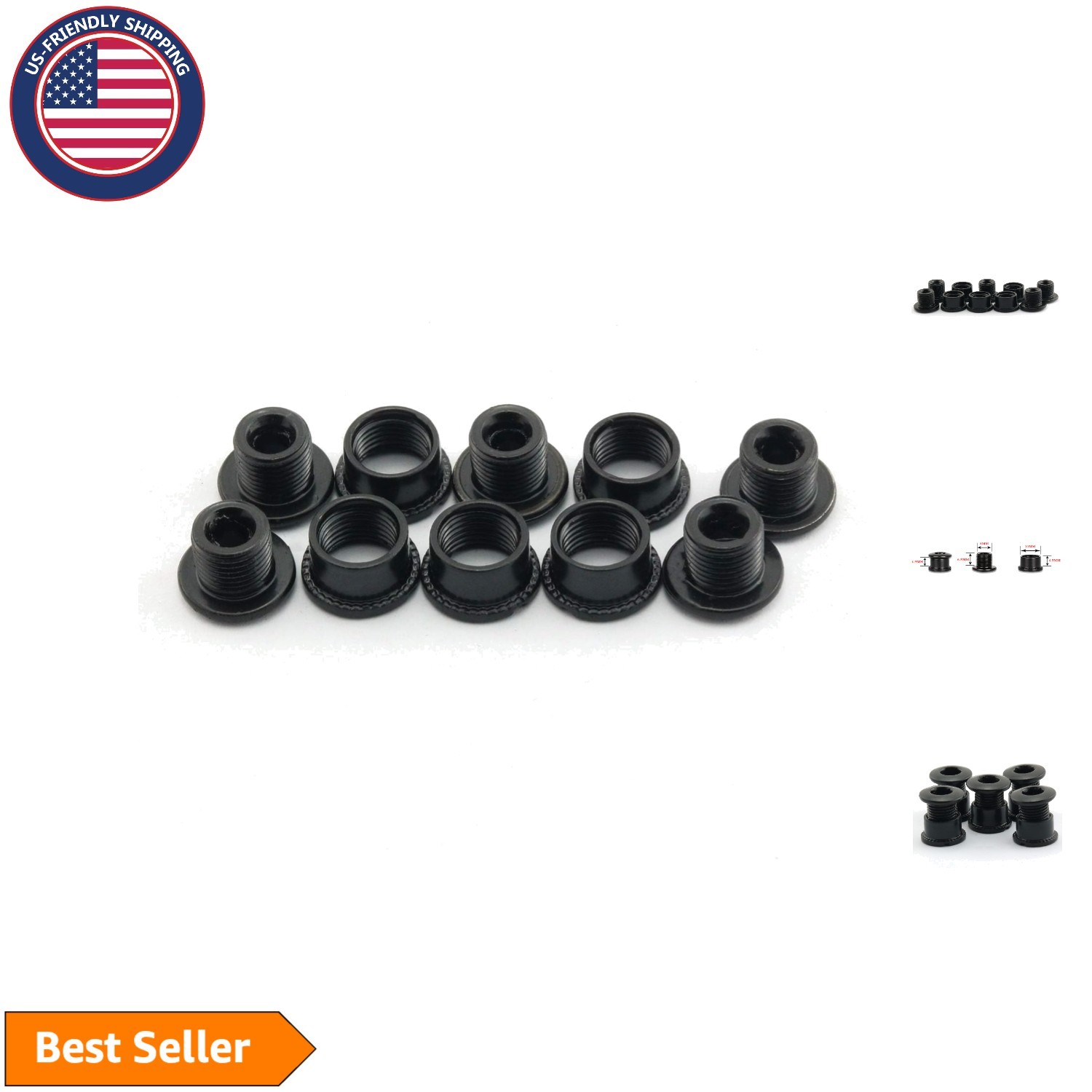 Durable MTB Chainring Fixing Bolts – Set of 5 Black 4.9mm High Strength Steel