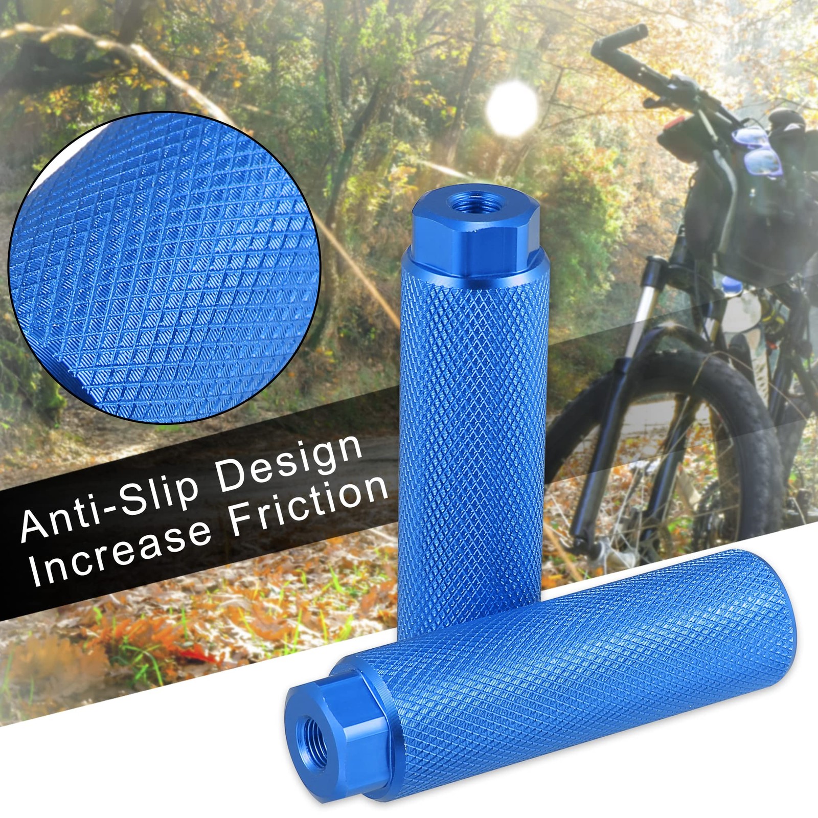 X AUTOHAUX Pair Aluminum Alloy Rear Foot Pegs Footrests Universal Blue for BMX M