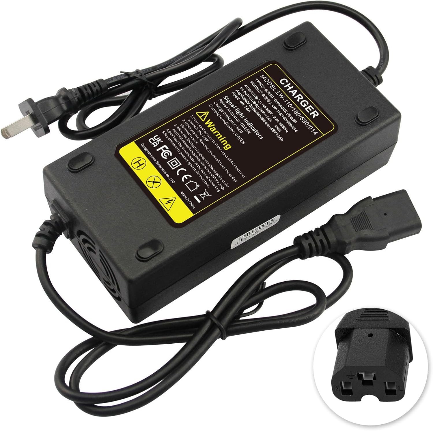 Cargador de batería de plomo ácido de 48 V 12 AH para bicicleta eléctrica, motor