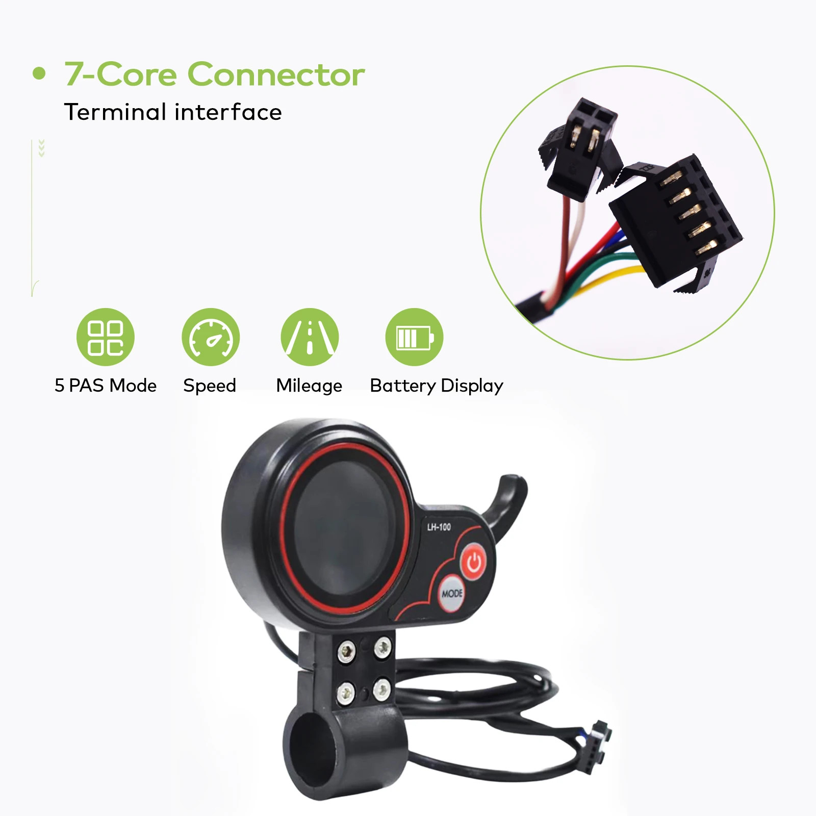 Electric Bike Computer 24V/36V/48V/60V Waterproof Wired Button Speedometer