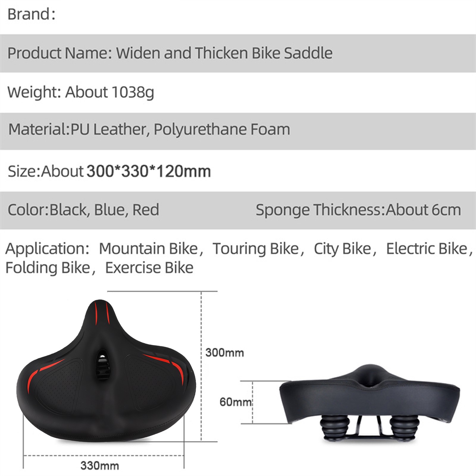 Thickened High Elasticity Bike Saddle Soft Waterproof PU Pad Road S WAPK