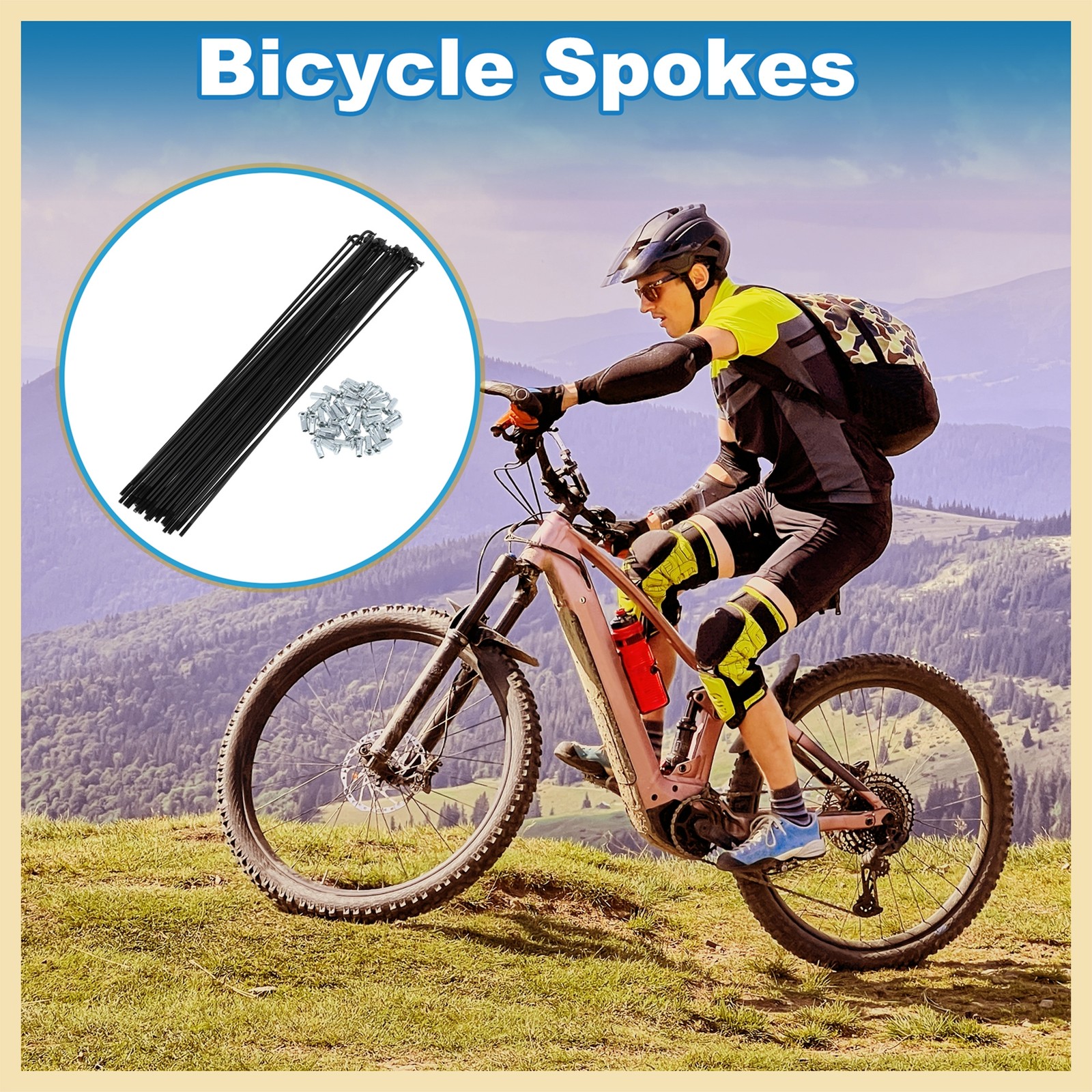 12G 270mm Length Bicycle Spokes Nipple Carbon Steel Black Universal