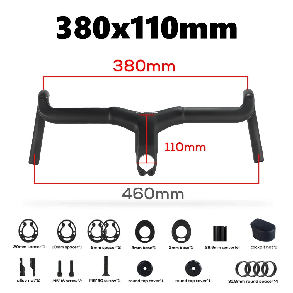 Full Carbon Fiber Integrated Road Bicycle Handlebar -6 Degree 31.8mm Clamp