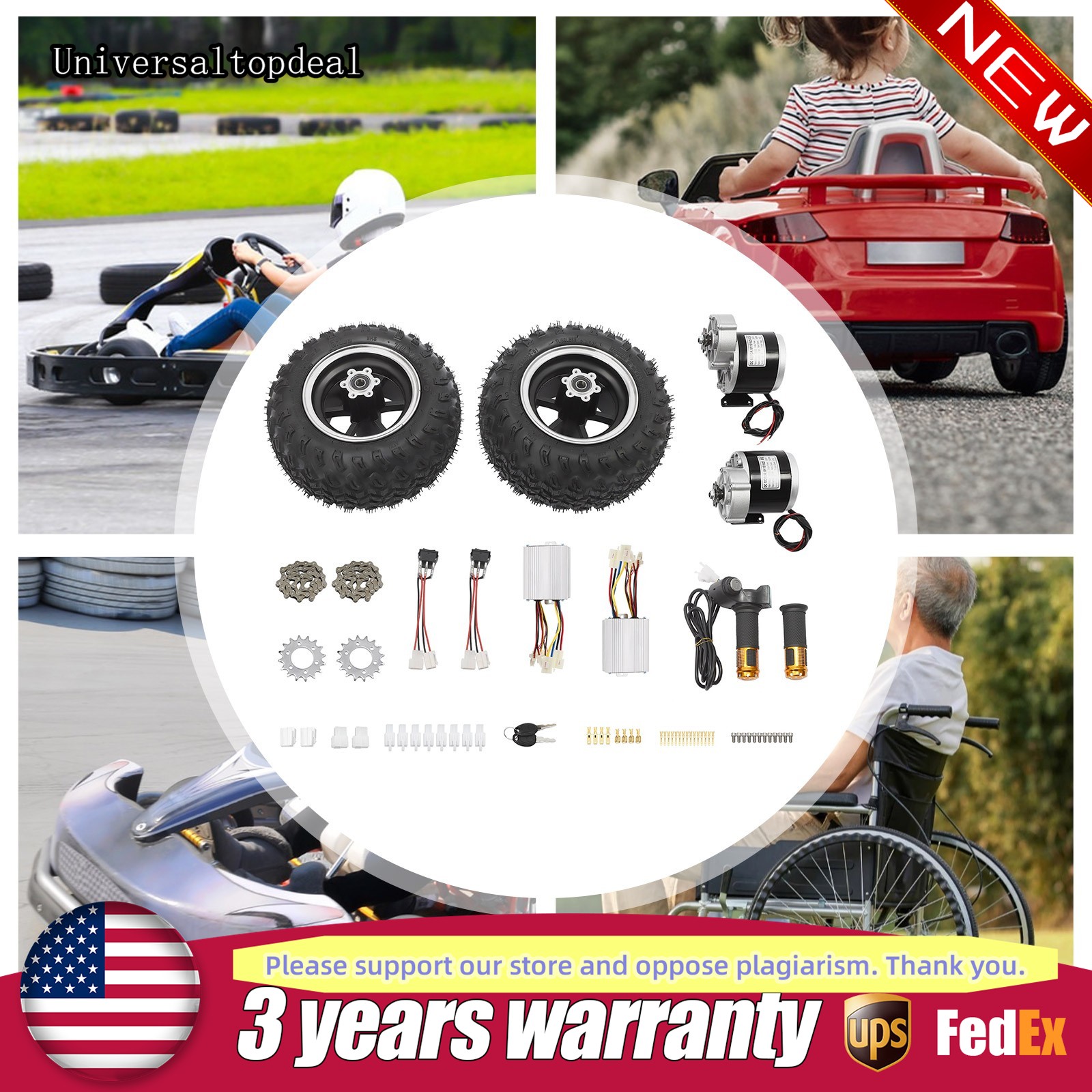 10″ Complet Motor Conversion Kit 36V 350W Double Wheel for Electric Cart Scooter