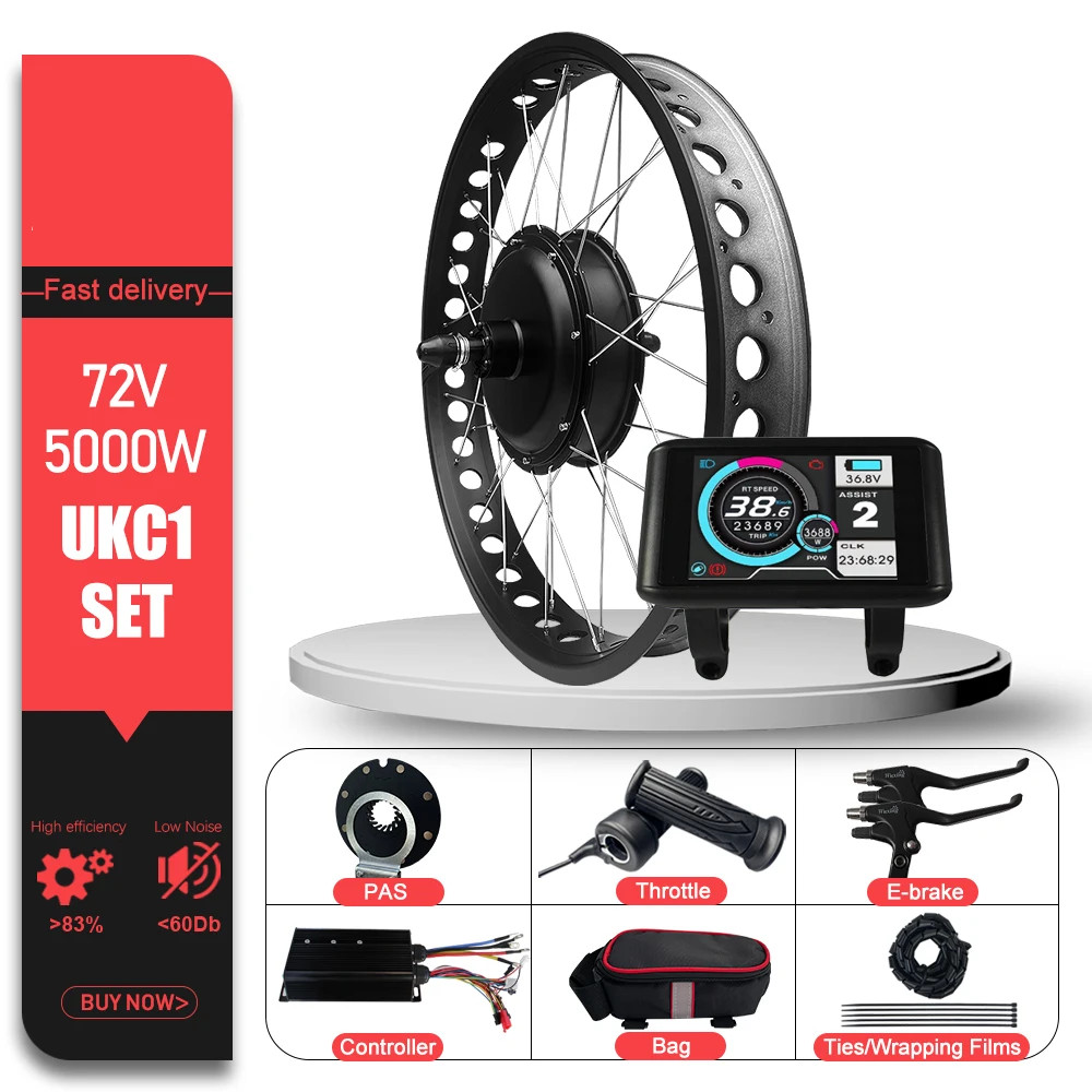 72V 5000W Electric Fat Bike Kit 4.0 Tyre Rear Hub Motor Wheel Dropout 170mm