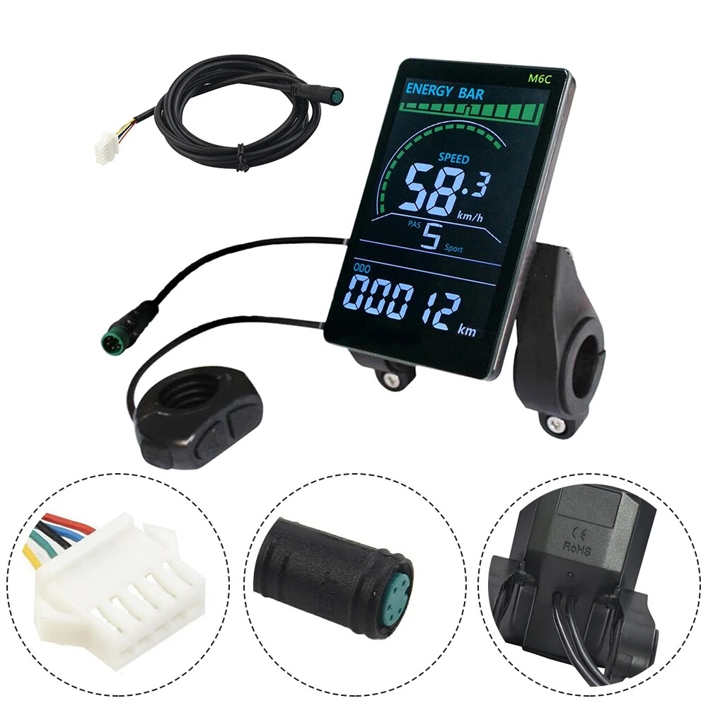 M6C Electric Bike Colorful Display LCD Screen with SM/WP Plug For E-bike Scooter