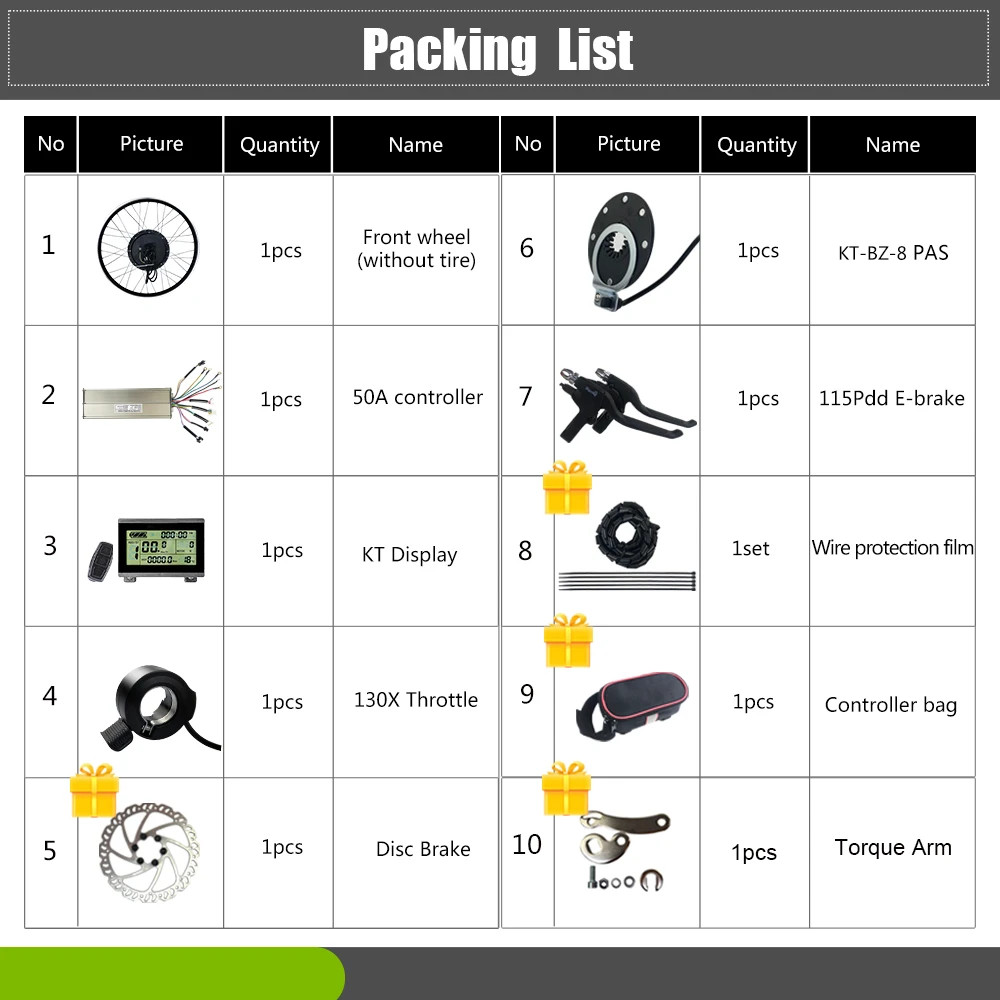 48V 2000W Mountain E-bike Front Drive Brushless Gearless Motor 20-29 Inch 700C