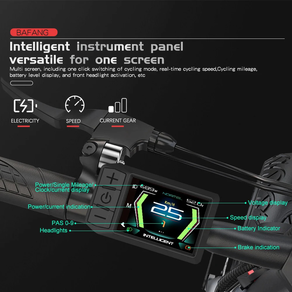 Ebike Display LCD 600C Bluetooth Navigation Multilingual E-bike Computer 9 PAS
