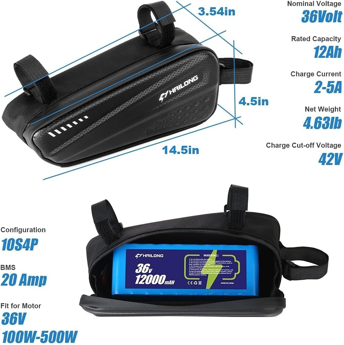 VISET 36v 12ah ebike battery VISET Electric Battery for 100W-500W Ebike 20A