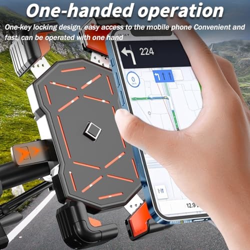 Orange Motorcycle Phone Mount – ABS Quick Release Holder for 4.7″ – Orange