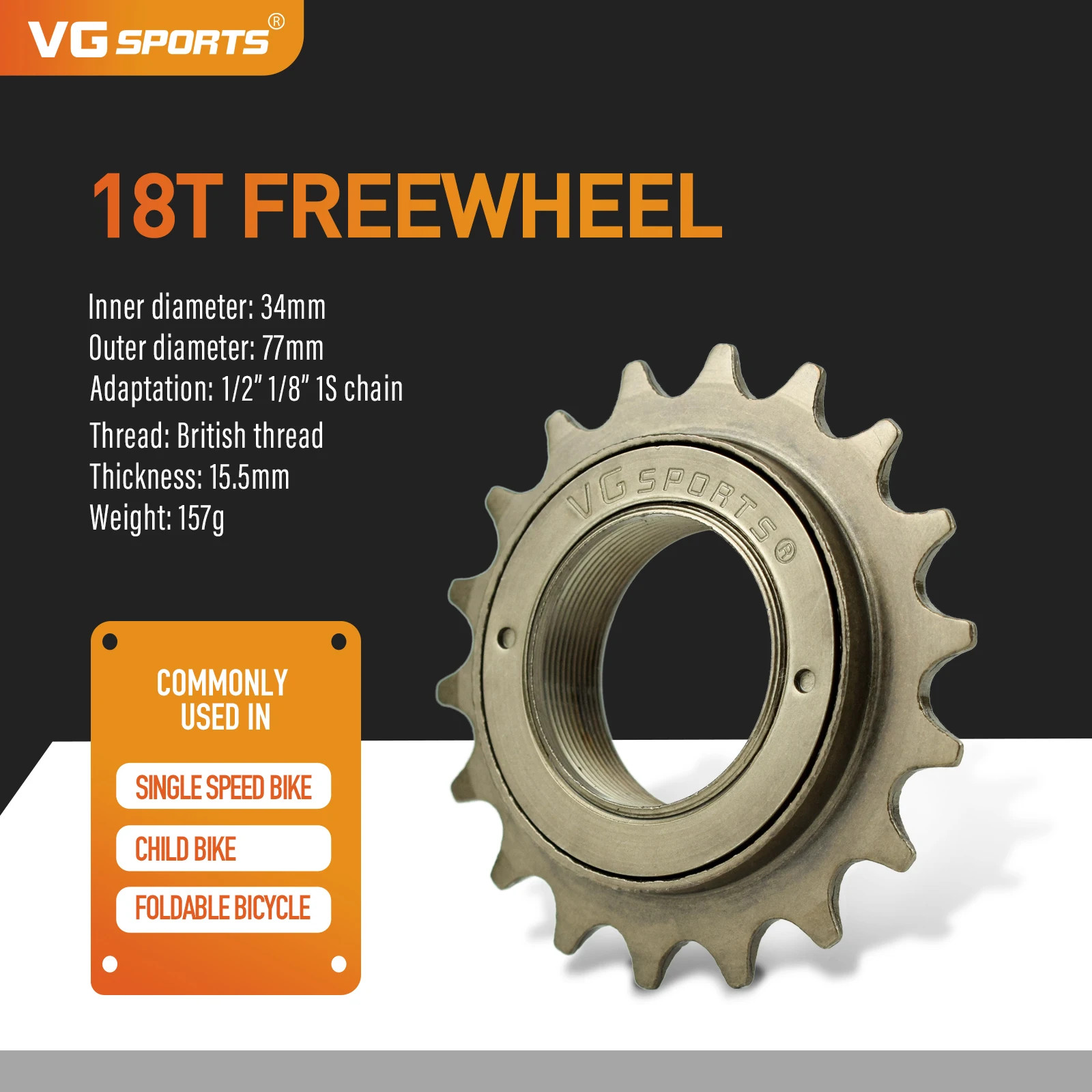 Single Speed Bicycle Freewheel 16T-24T BMX 34mm Cog Gear Sprocket Parts