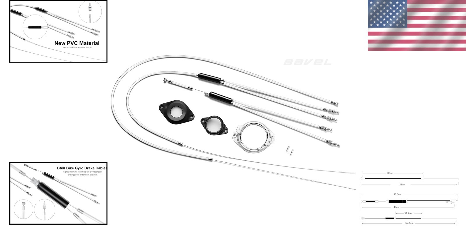Complete BMX Gyro Brake System – Stainless Steel Cables & PVC Housing, 20″ Bikes