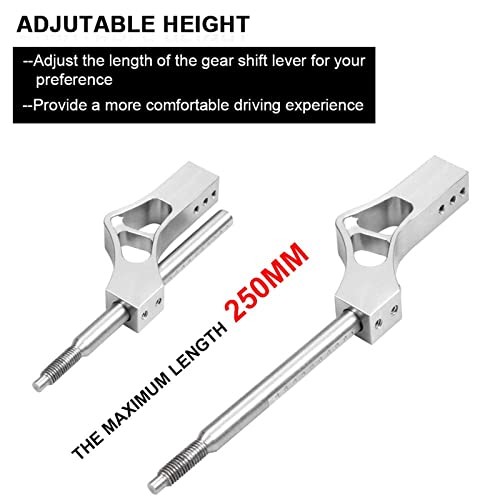 Adjustable Short Shift Extension Shifter Knob with Adapters Compatible Silver