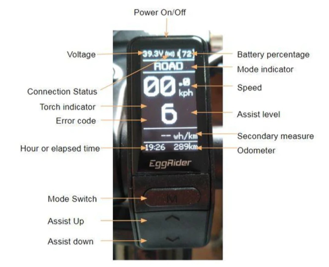 Lekkie EggRider Bluetooth eBike Display for Bafang Mid-Drive BBSHD and BBS02 V2